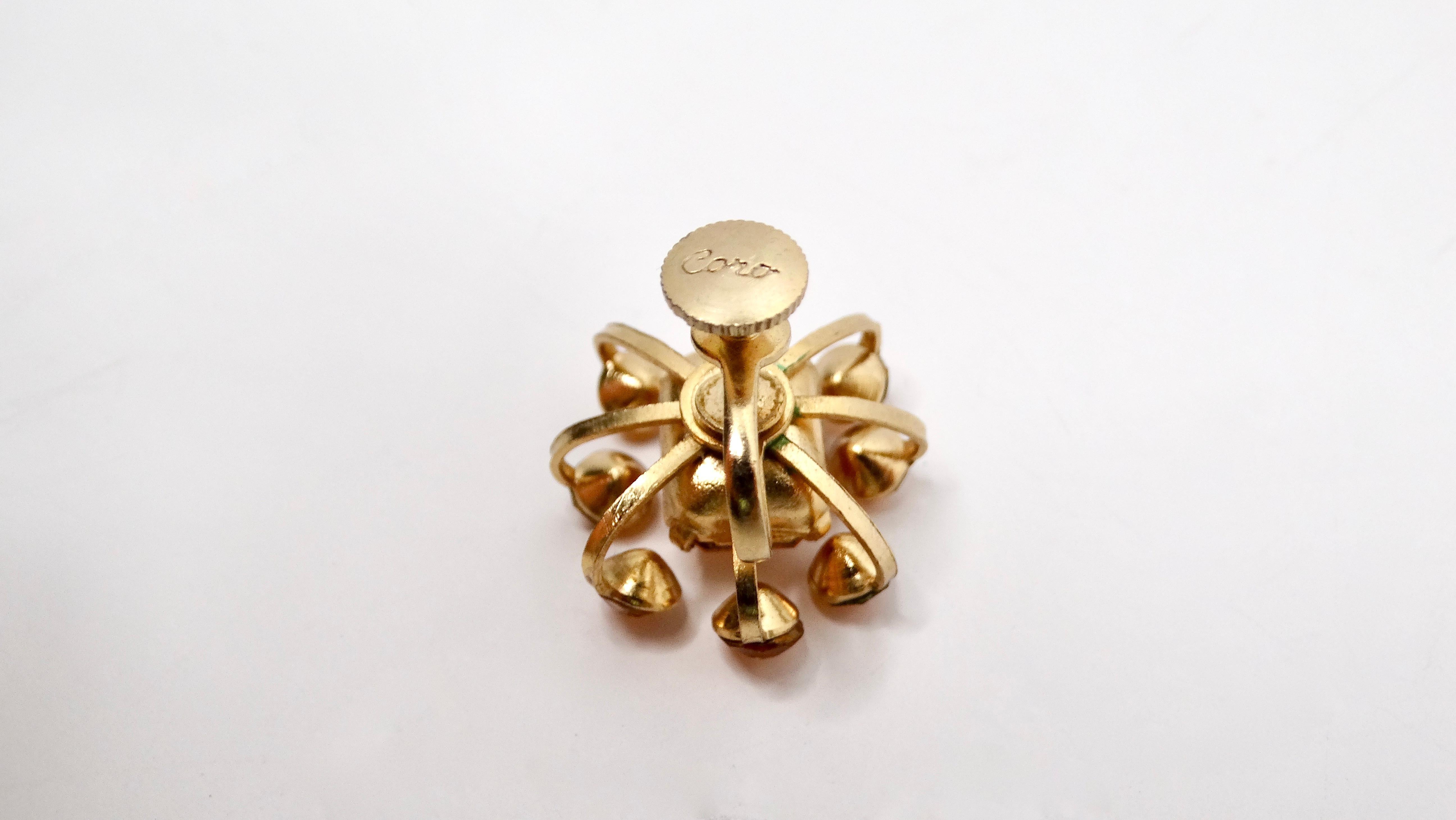 Mid-Century Coro Topas Strass 14k vergoldete, vergoldete Ohrringe mit Schraubverschluss im Angebot 1
