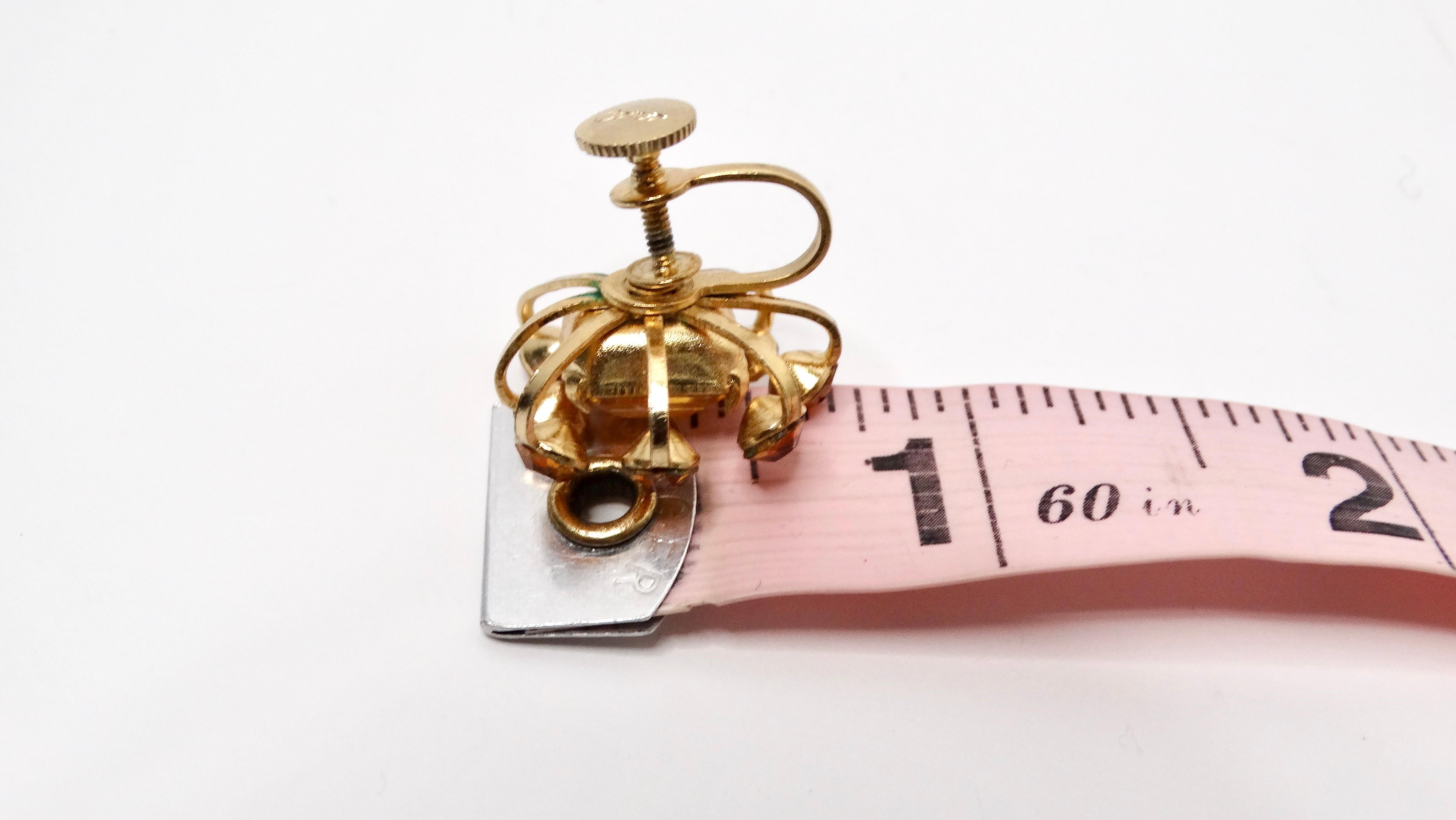 Mid-Century Coro Topas Strass 14k vergoldete, vergoldete Ohrringe mit Schraubverschluss im Angebot 2