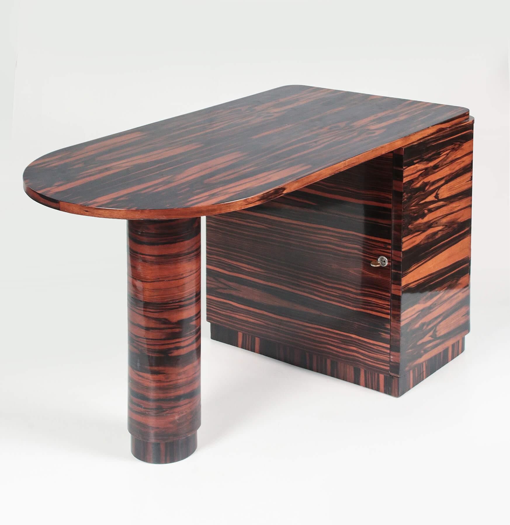Dutch Midcentury Coromandel Ebony Veneered Desk / Side Table