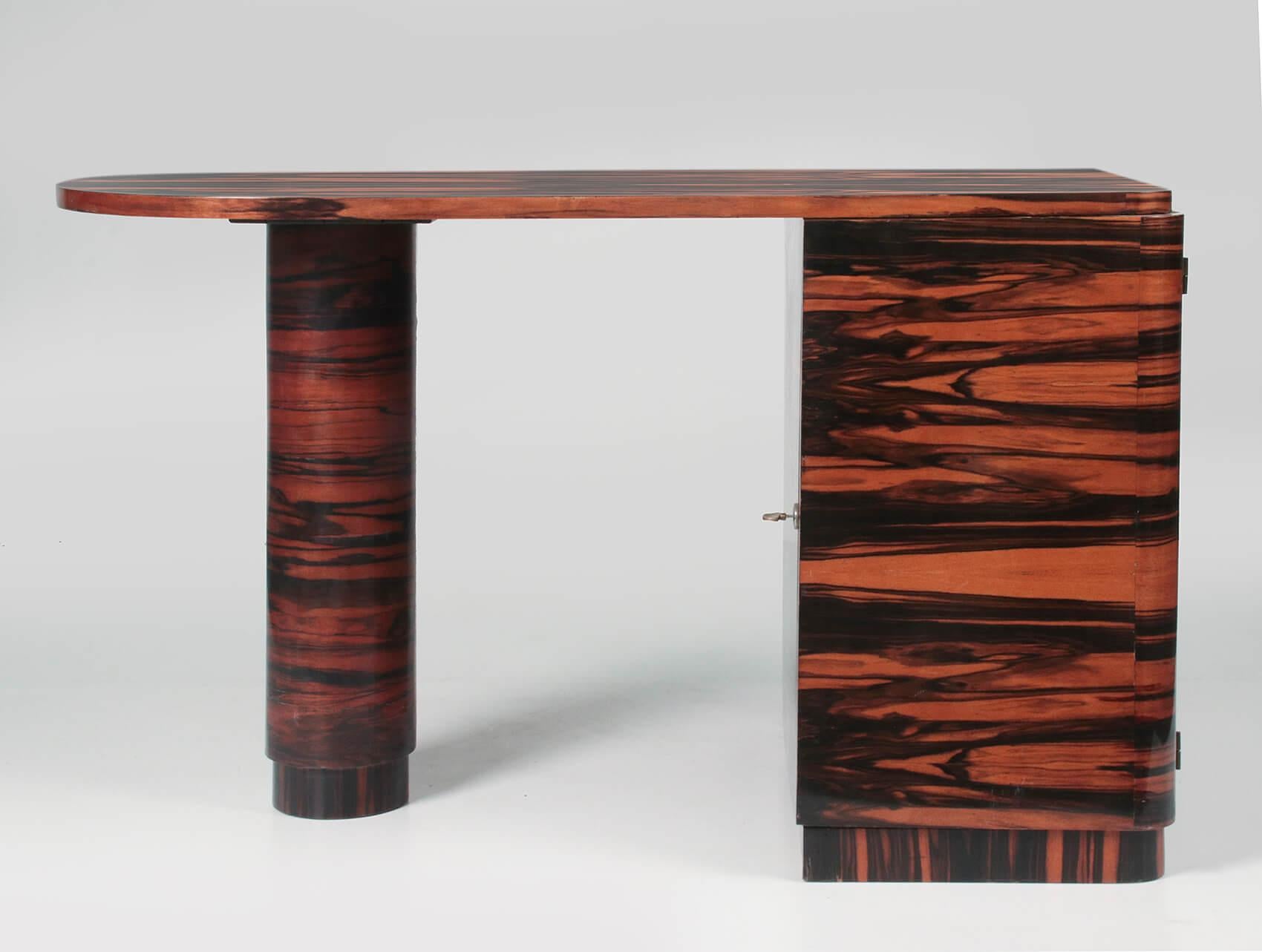Midcentury Coromandel Ebony Veneered Desk / Side Table In Good Condition In Casteren, Noord-Brabant