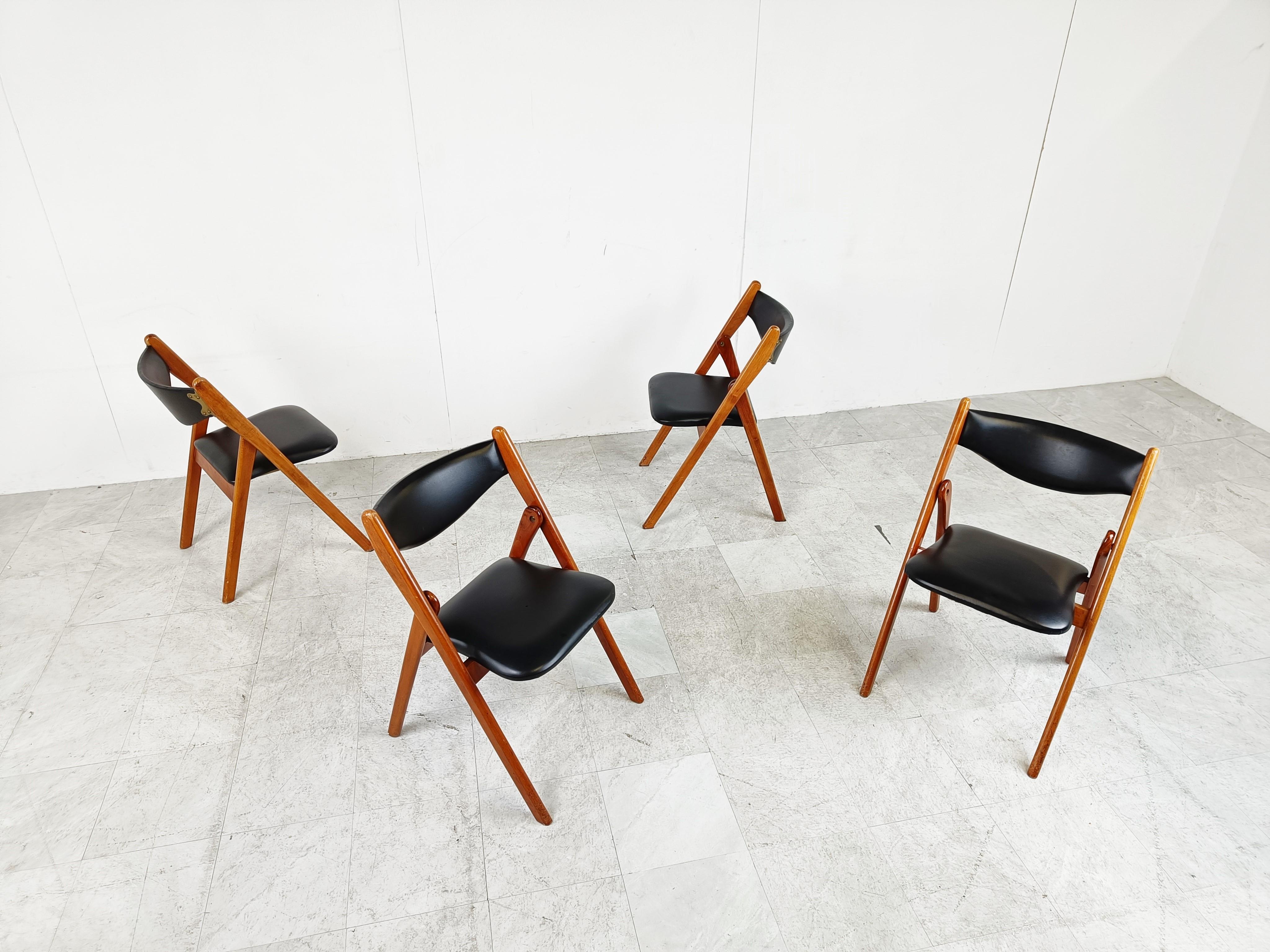 Faux Leather Midcentury Coronet Folding Chairs from Norquist, 1960s