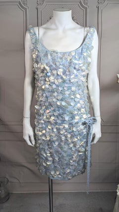 Mid Century Cotton Gingham Paillette Encrusted Dress