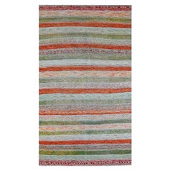 Mid-Century Cotton Scandinavian Style Kilim Rug, Minimalist Flatweave Carpet