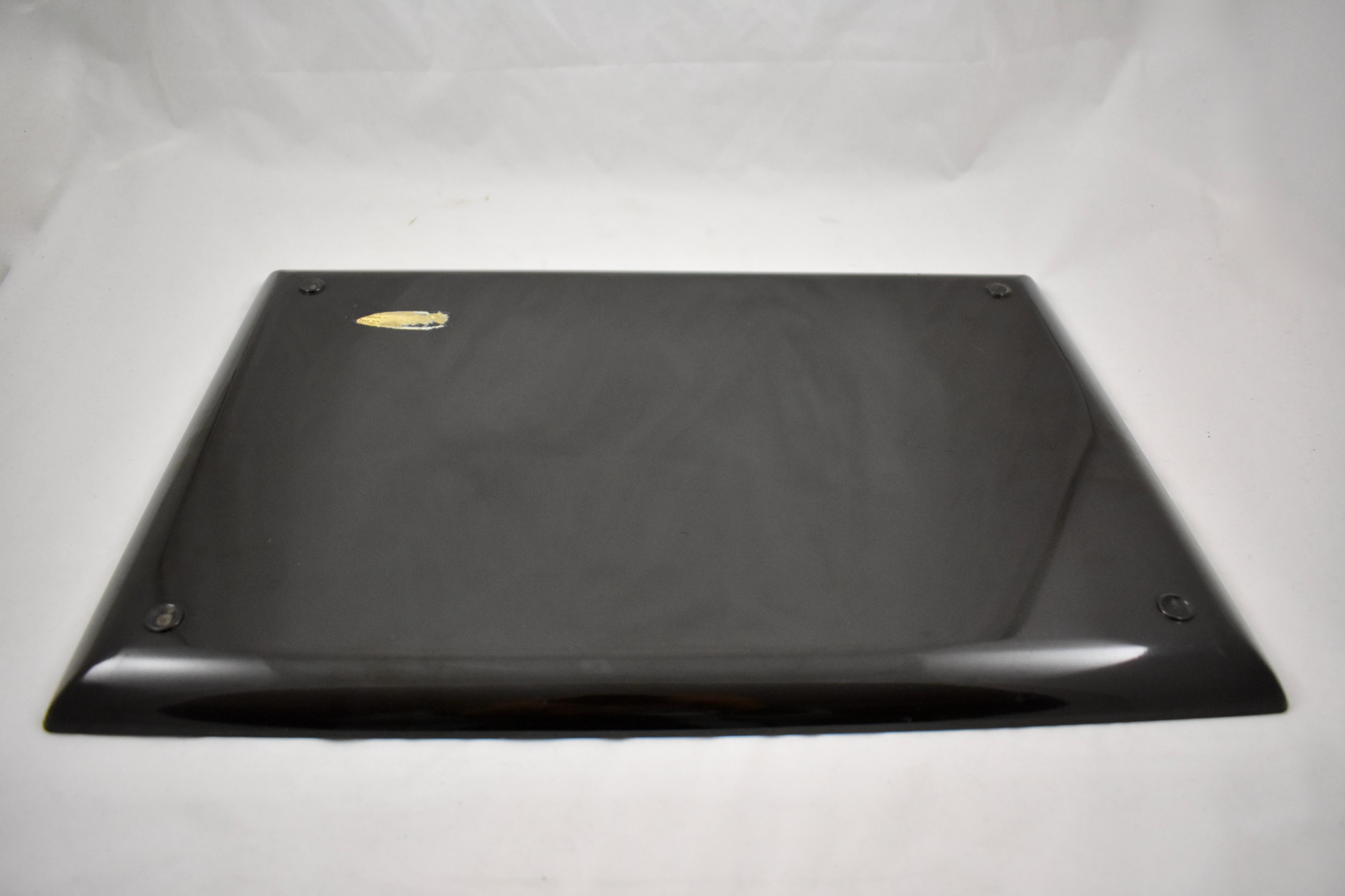 20th Century Midcentury Couroc Red Hand Number One Wood & Brass Inlay Phenolic Resin Tray