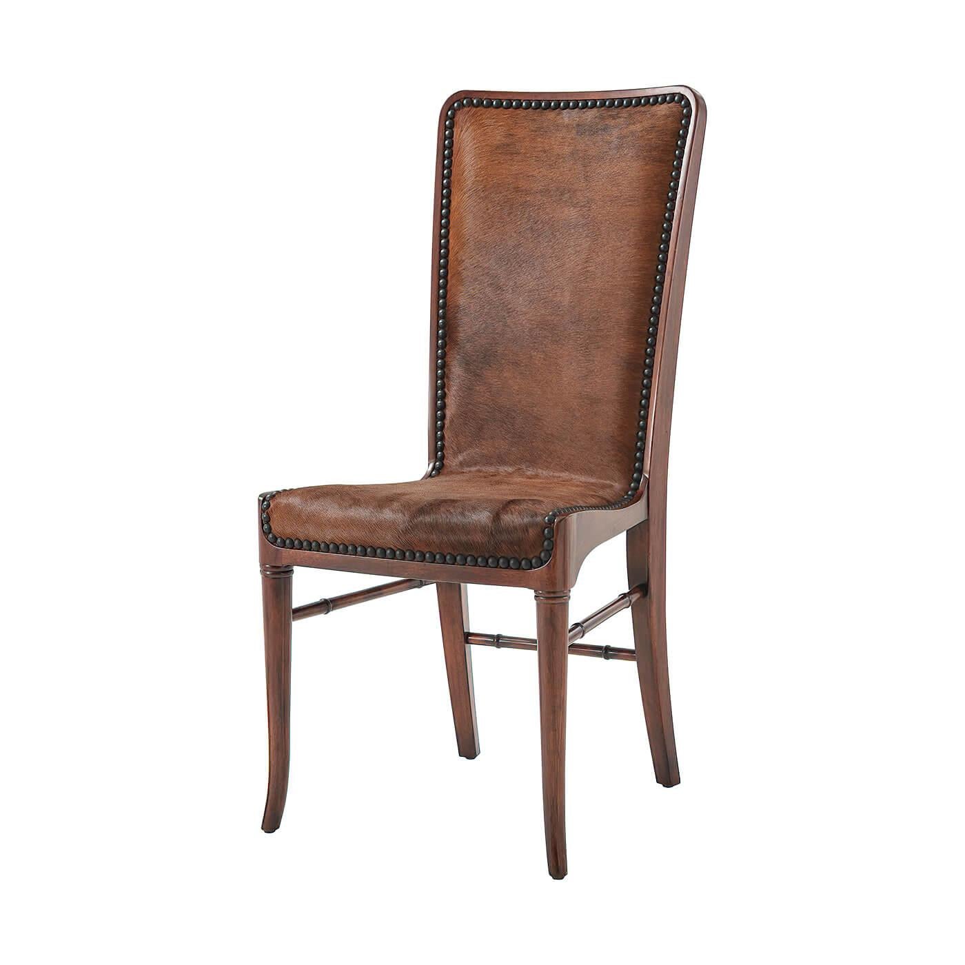 Vietnamese Mid Century Cowhide Side Chair For Sale
