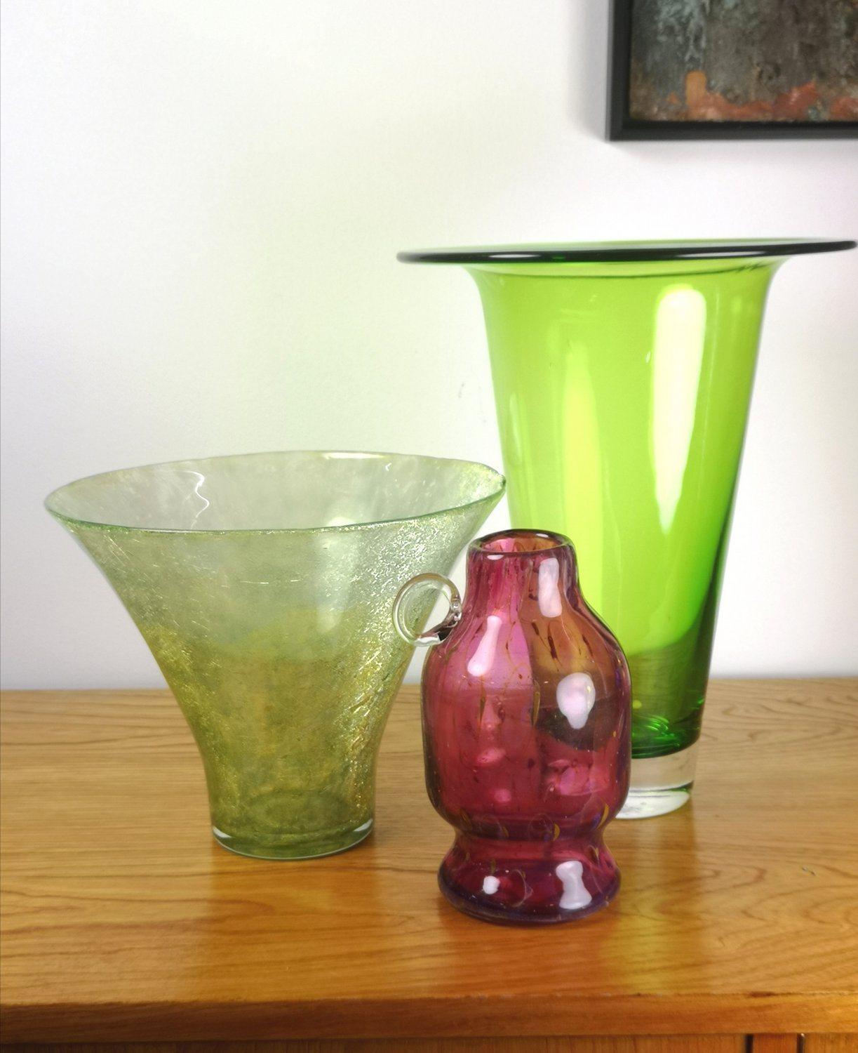 Mid century Cracked veil glass green vase 1960's For Sale 4