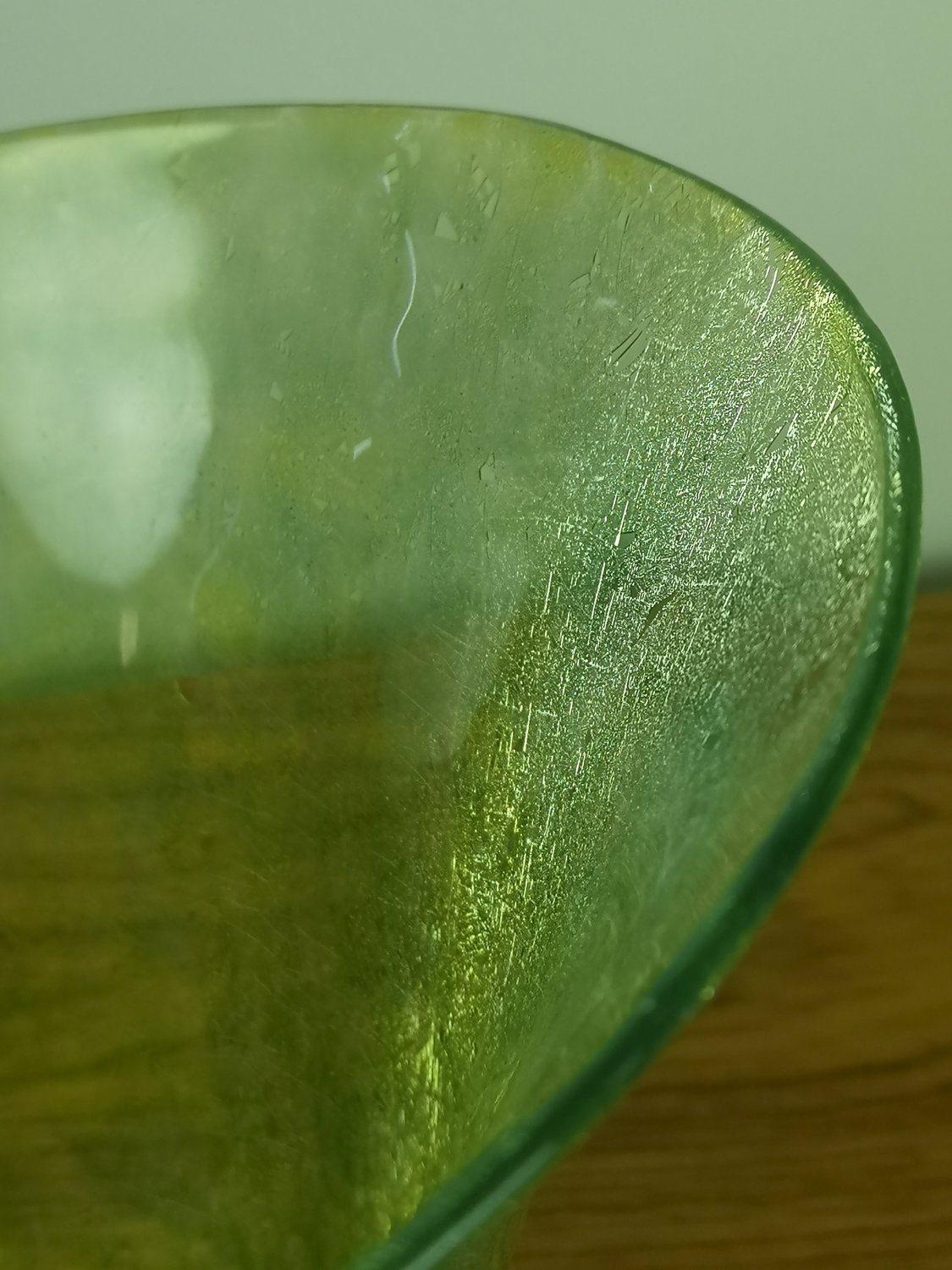 Mid-Century Modern Mid century Cracked veil glass green vase 1960's For Sale