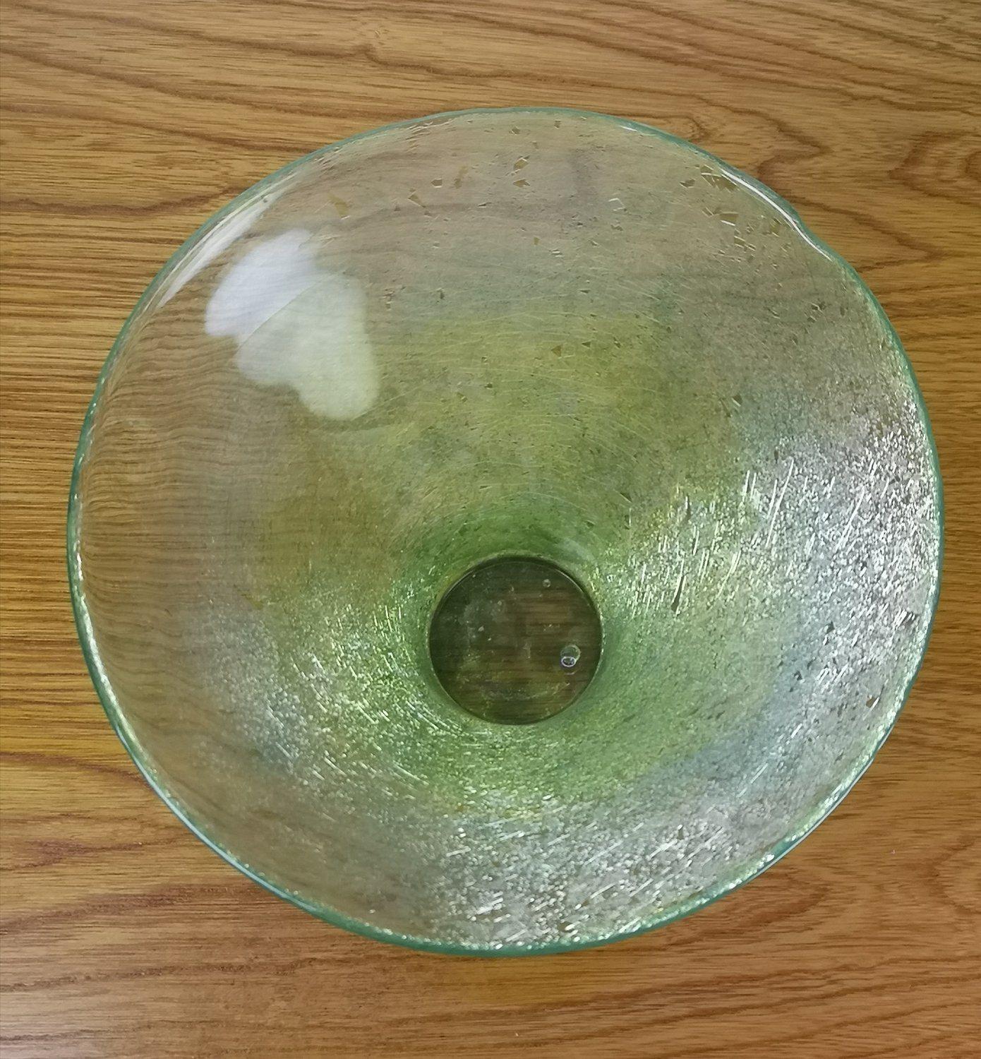 20th Century Mid century Cracked veil glass green vase 1960's For Sale