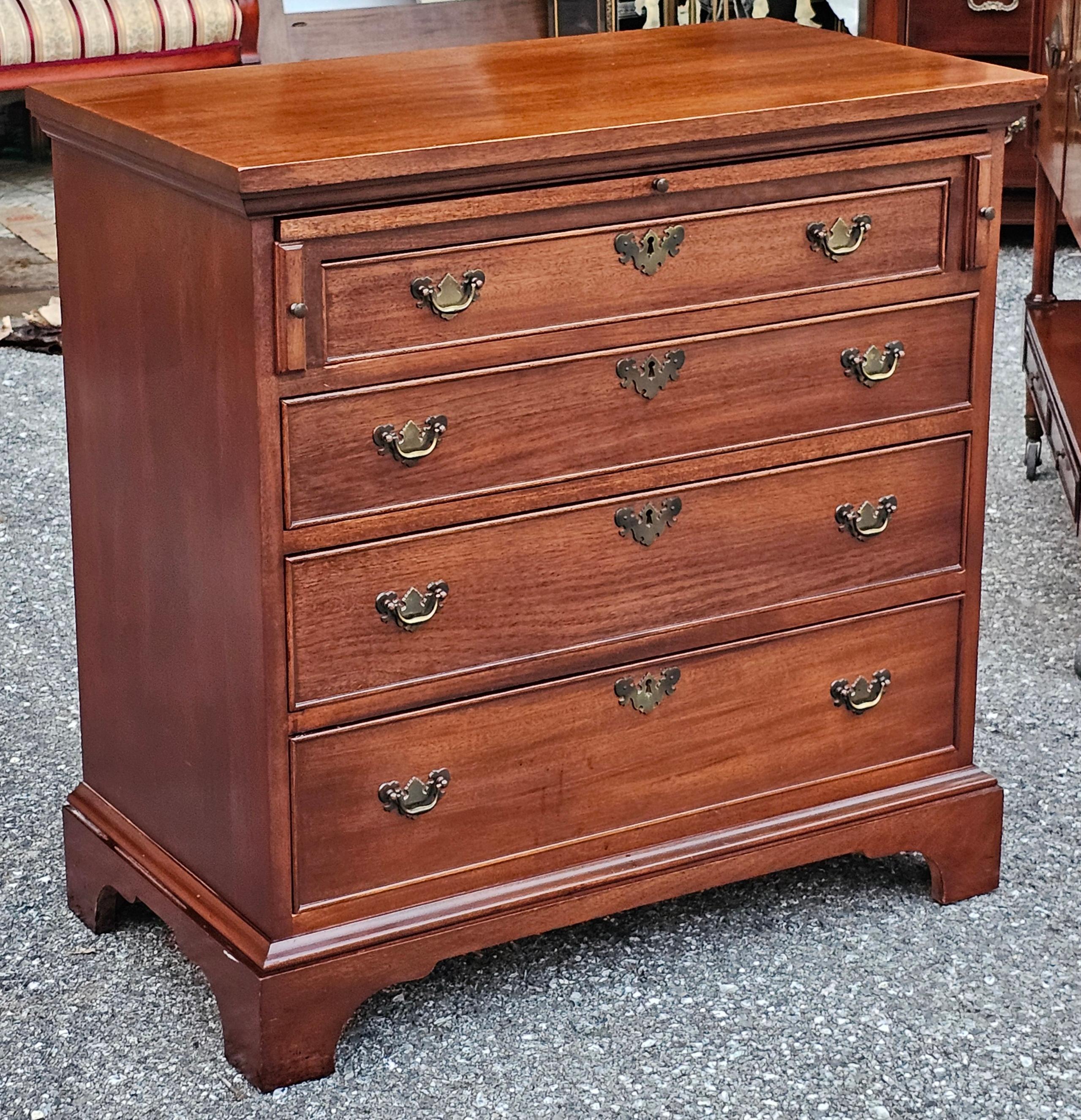 Stained Mid Century Craftique Mahogany Secretery Chest of Drawers with Locks and Keys For Sale