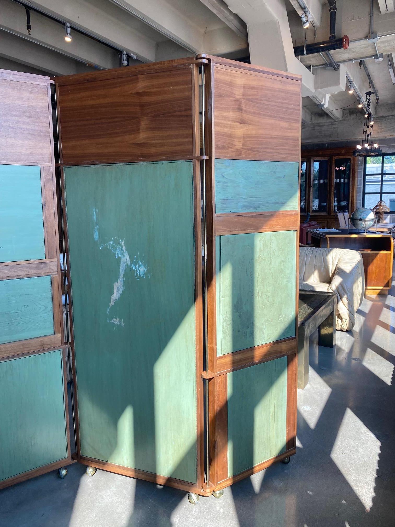 Mid-Century Craftsman Four Panel Wood Screen, USA, 1970's For Sale 4