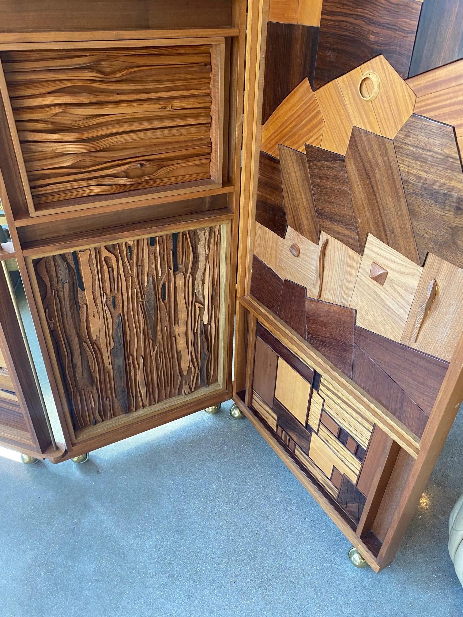 Mid-Century Craftsman Four Panel Wood Screen, USA, 1970's For Sale 9