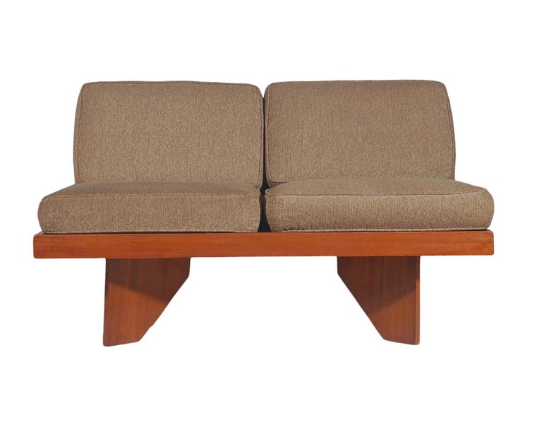 Mission Midcentury Craftsman Modern Plywood Loveseat or Sofa after Frank Lloyd Wright For Sale