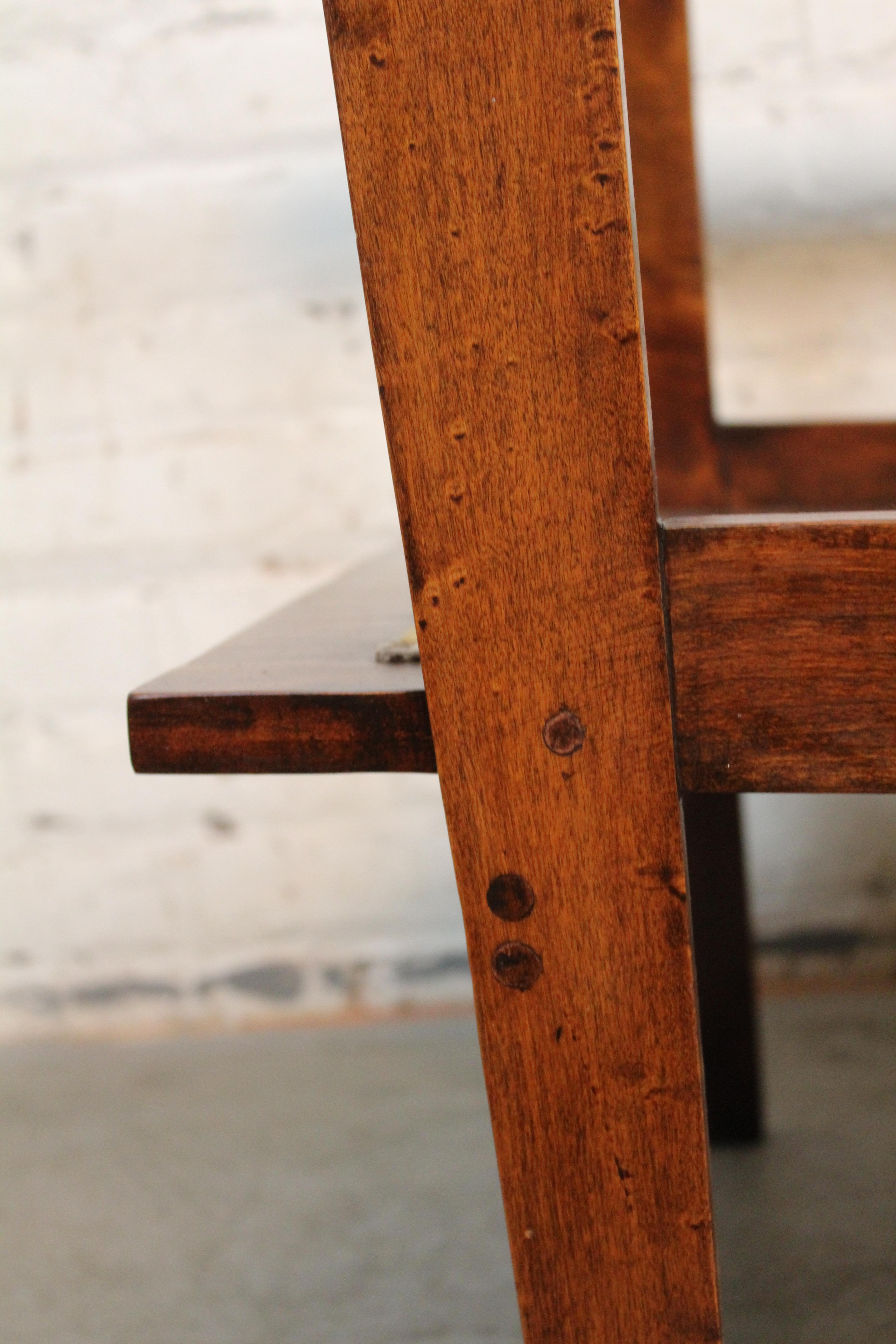 Mid-Century Craftsman Oak + Tweed Morris Chair For Sale 7