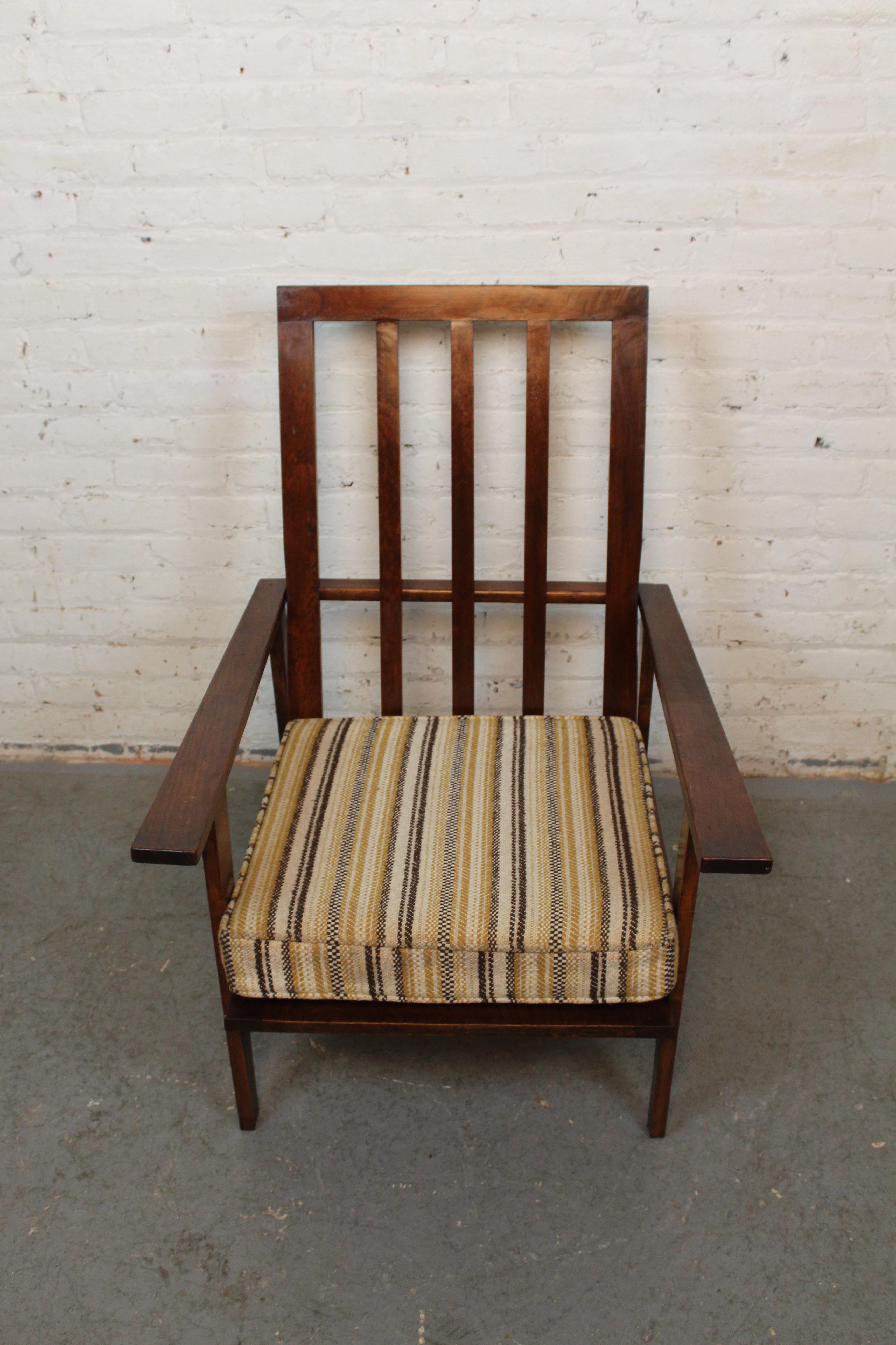 Fabric Mid-Century Craftsman Oak + Tweed Morris Chair For Sale