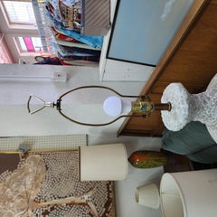 Mid-Century Cream and White Glazed Textured Ceramic Lamp