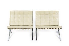 Mid Century Cream Barcelona Chairs by Mies van der Rohe for Knoll, 1980s