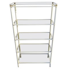 Used Midcentury Cream and Gold Metal Shelving Units, Italian, 1980s