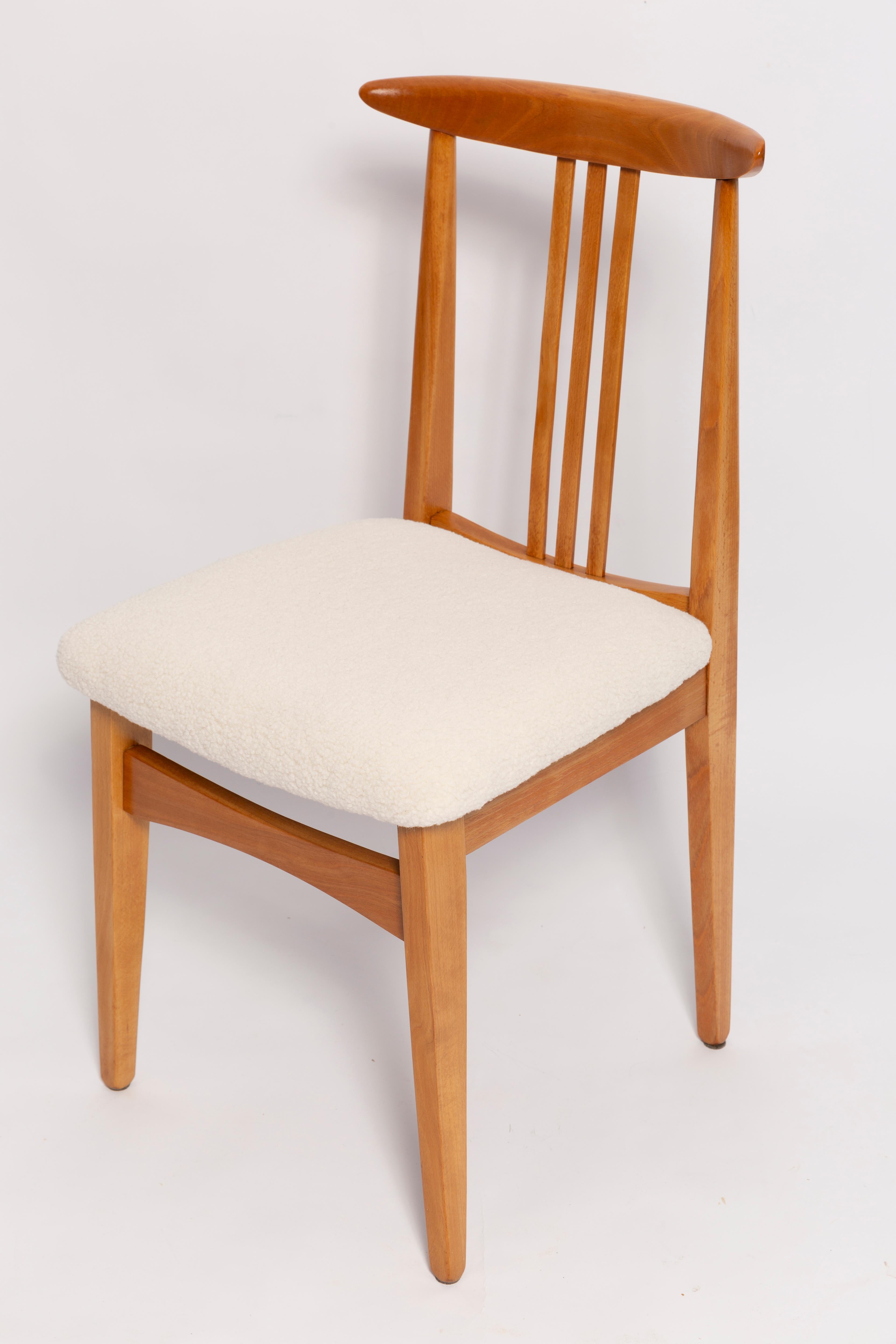 Mid-Century Modern Mid-Century Cream Ivory Boucle Chair, Designed by M. Zielinski, Europe, 1960s For Sale