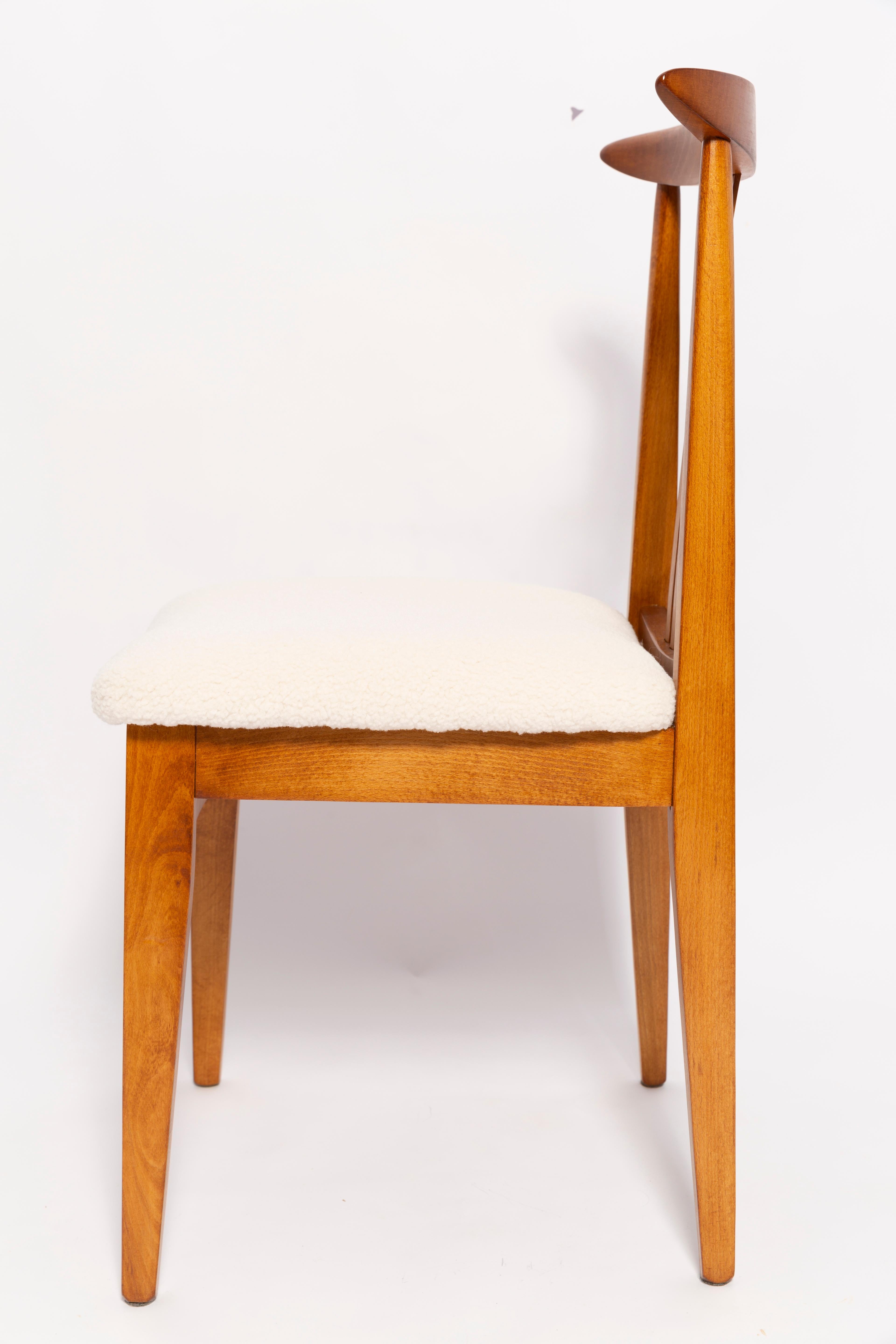 Bouclé Mid-Century Cream Ivory Boucle Chair, Designed by M. Zielinski, Europe, 1960s For Sale