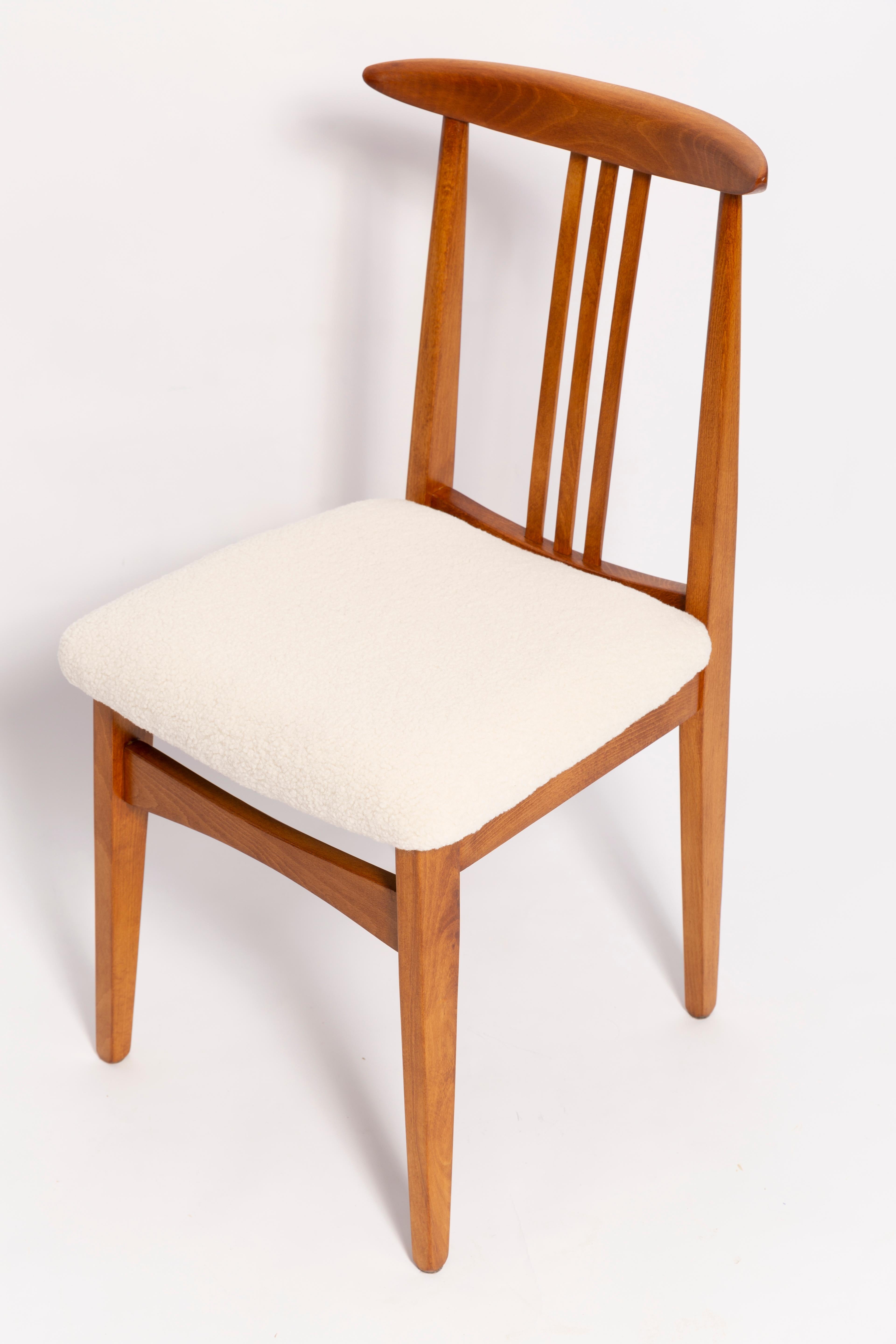 Mid-Century Cream Ivory Boucle Chair, Designed by M. Zielinski, Europe, 1960s For Sale 1