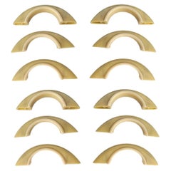 Mid Century Cream & Ivory Trim Bakelite Bridge Drawer Pulls Set of 12