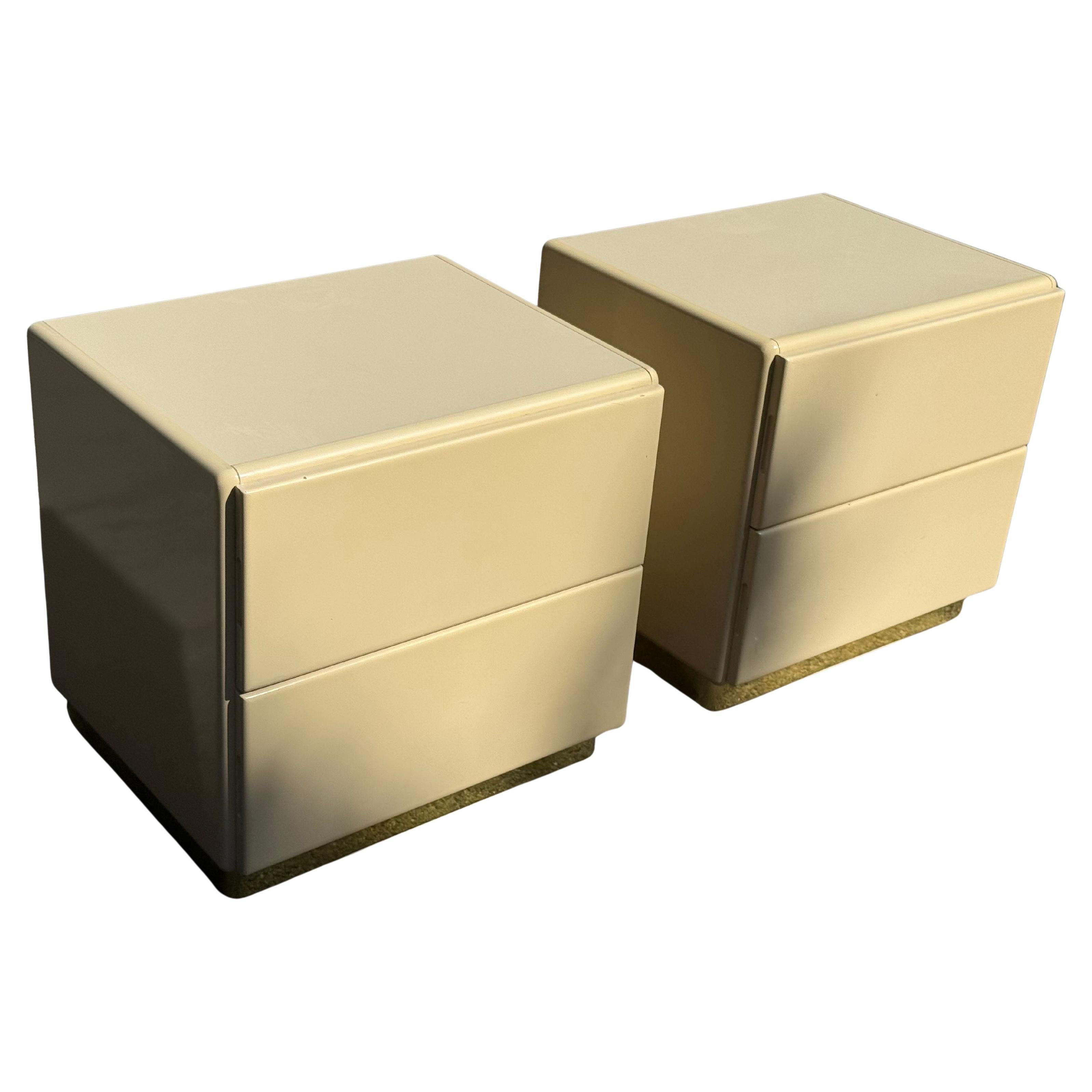 Mid-Century Modern Mid-Century Cream Lacquer Nightstands by Lane