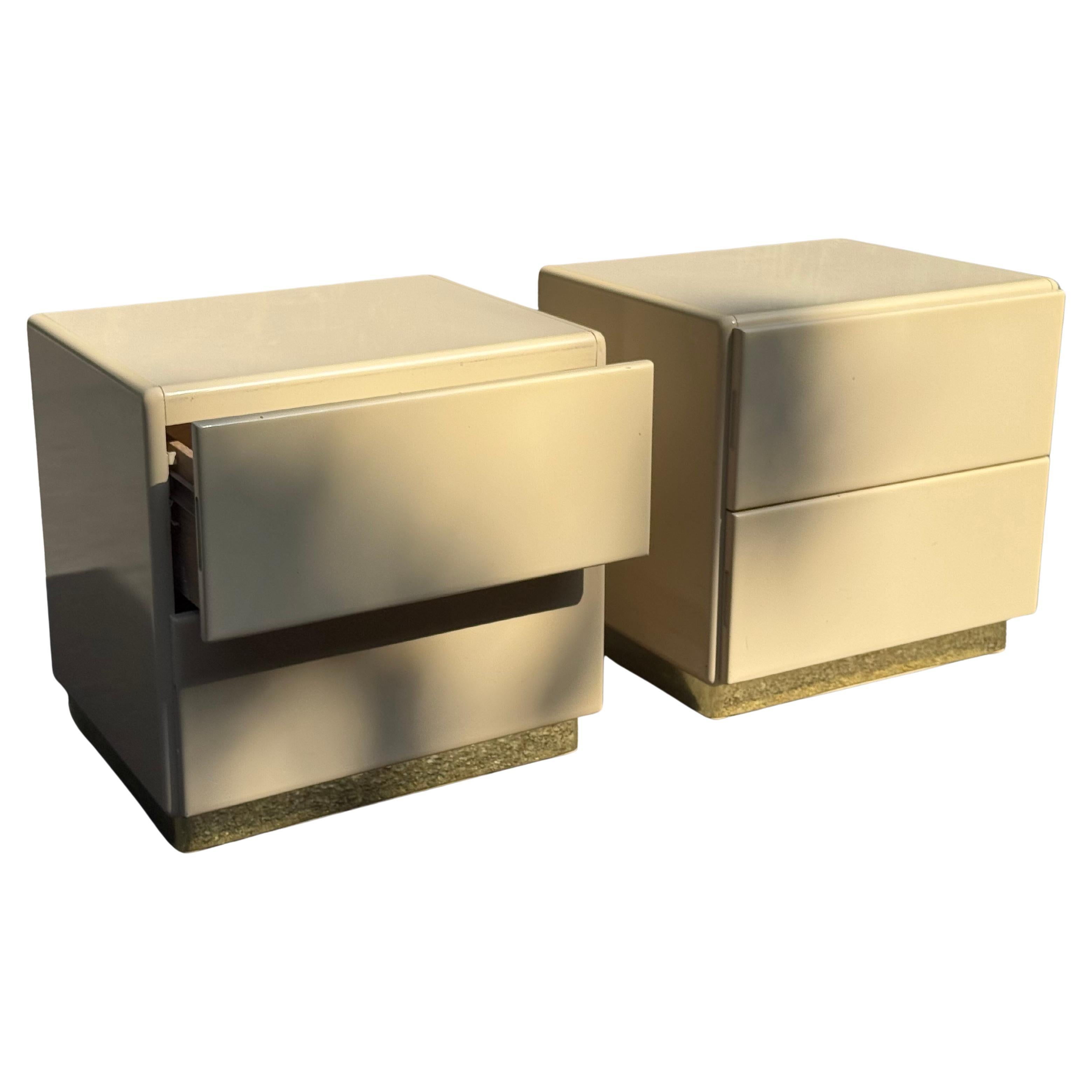 Mid-Century Cream Lacquer Nightstands by Lane In Good Condition In Los Angeles, CA