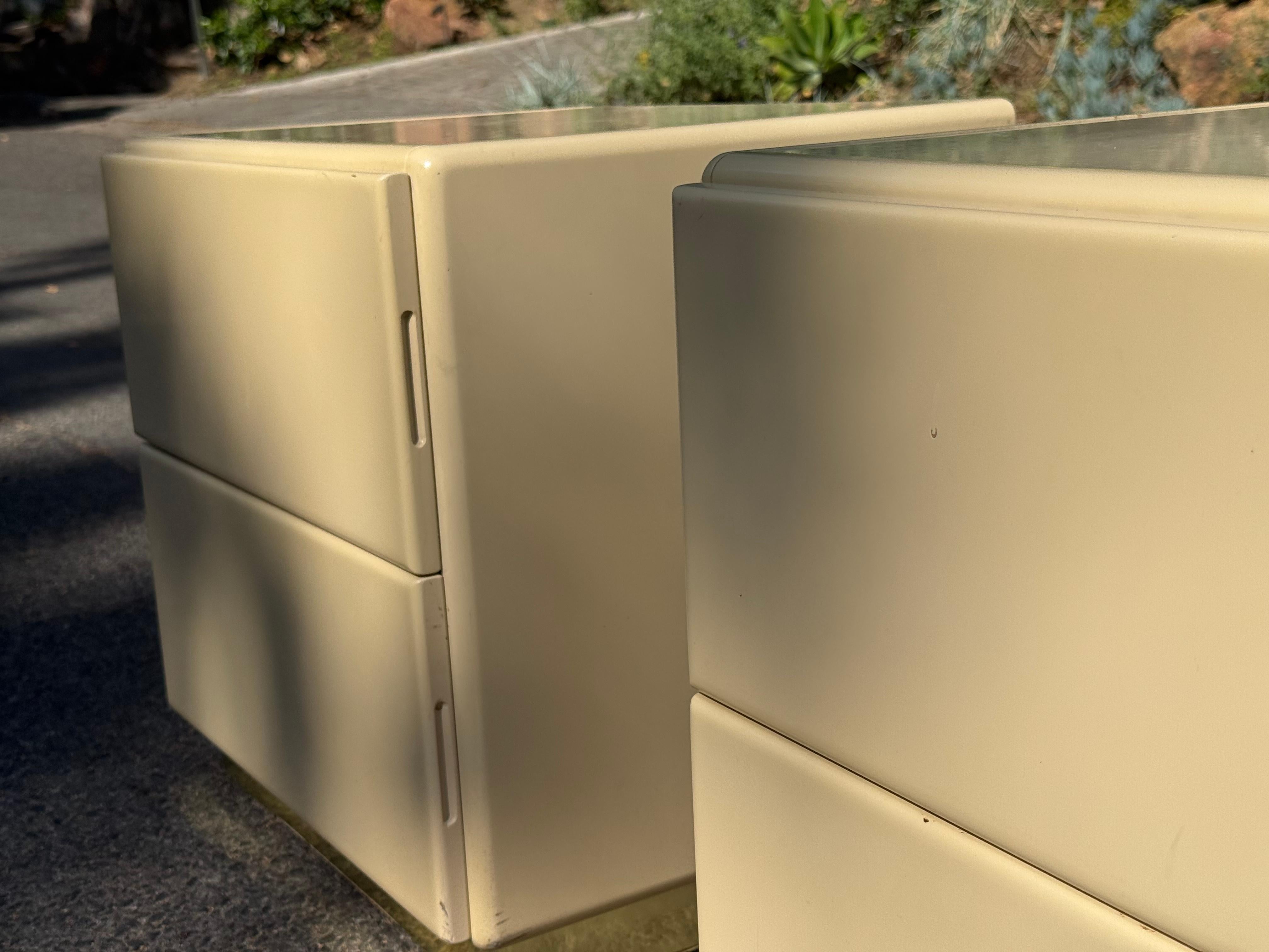Late 20th Century Mid-Century Cream Lacquer Nightstands by Lane