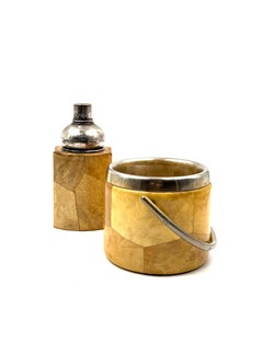 Mid-century cream parchment cocktail set, Aldo Tura Italy 1950s