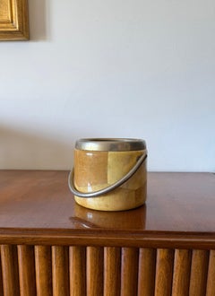 Mid-century cream parchment ice bucket, Aldo Tura Italy 1950s