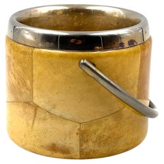 Mid-century cream parchment ice bucket, Aldo Tura Italy 1950s