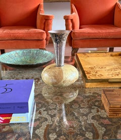 Mid-century cream parchment vase, Aldo Tura Italy 1950s