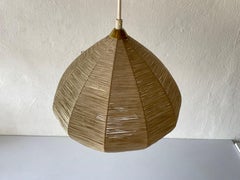Cremefarbene Raffia-Hängeleuchte aus der Mitte des Jahrhunderts, 1960er Jahre, Italien