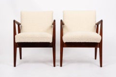 Mid Century Cream Upholstered Lounge Chairs by Jens Risom, 1960s