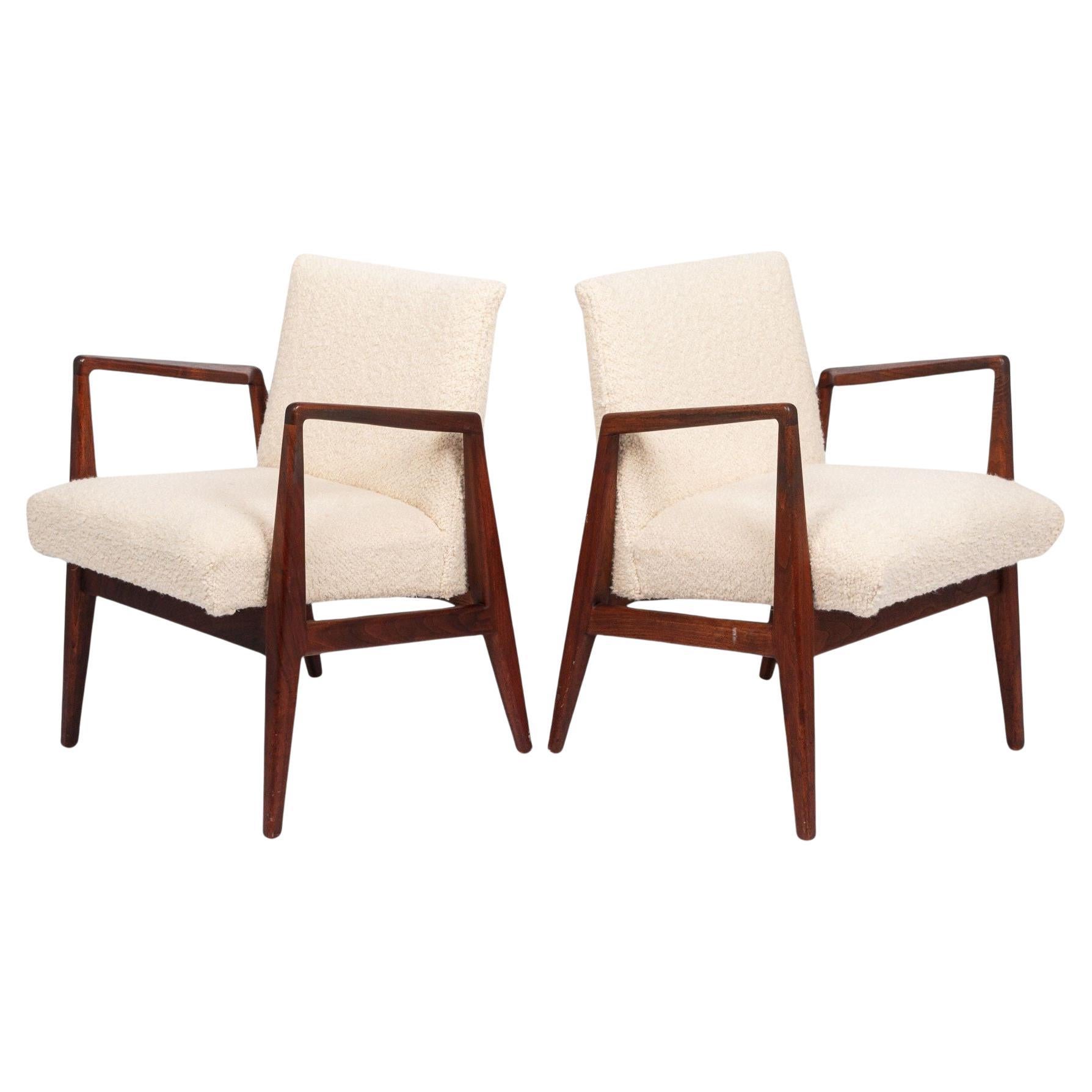 Mid Century Cream Upholstered Lounge Chairs by Jens Risom, 1960s For Sale