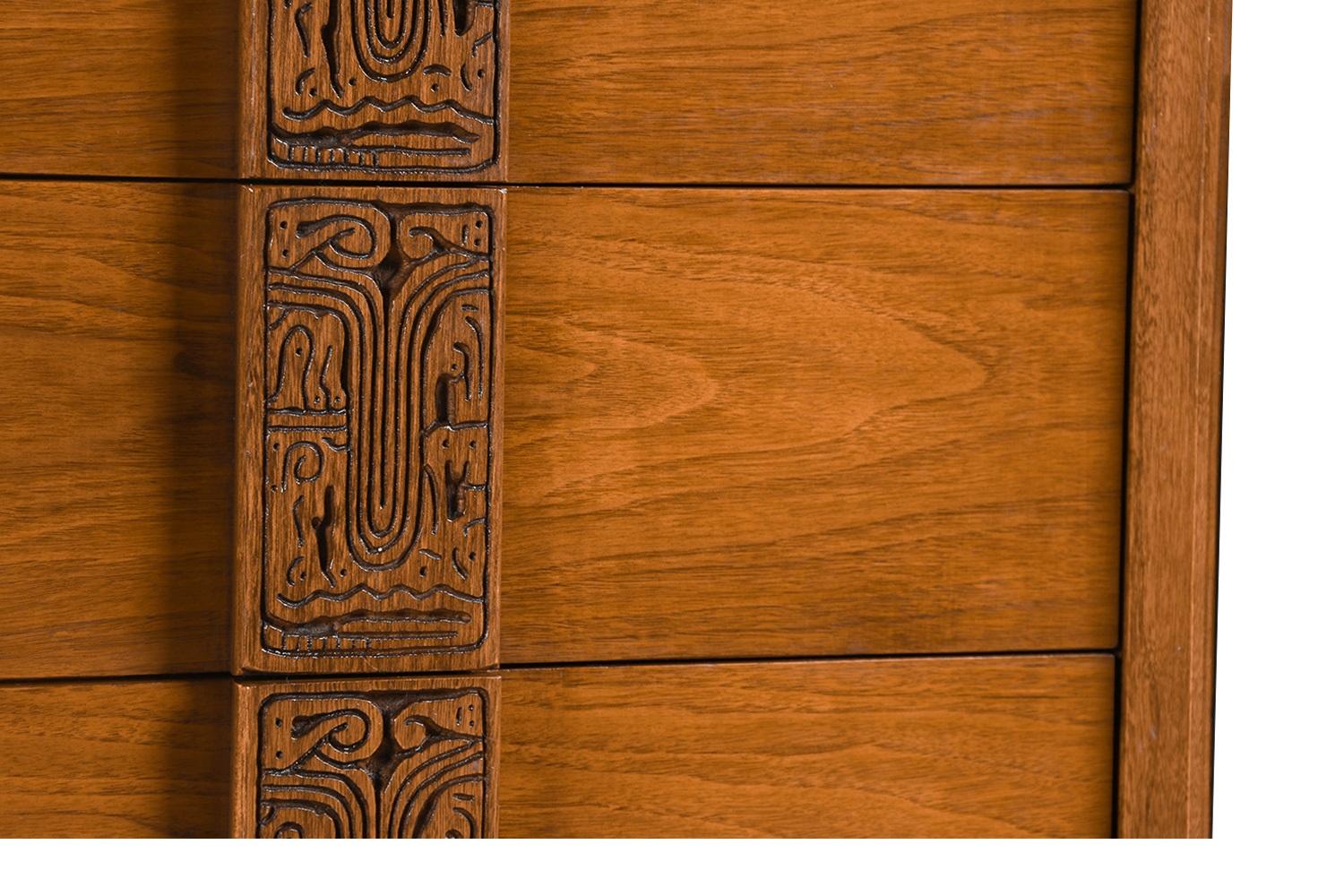 Walnut Mid Century Credenza Dresser Bassett Mayan For Sale