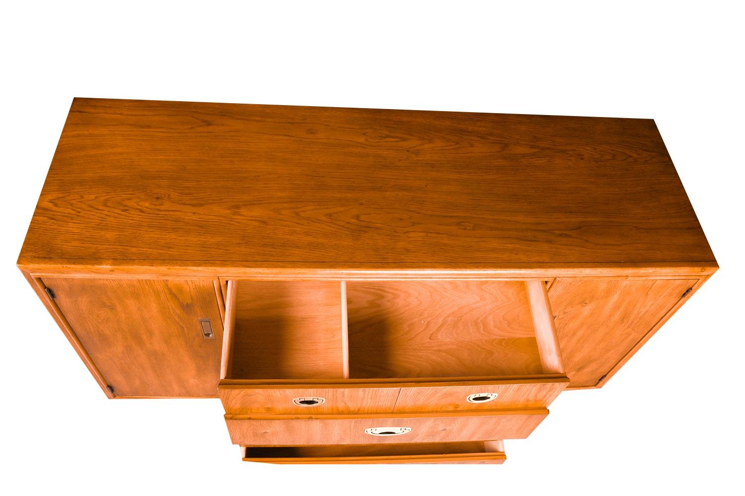 Brass Mid-Century Credenza Dresser Boho Drexel “Accolade” Campaign Dresser For Sale