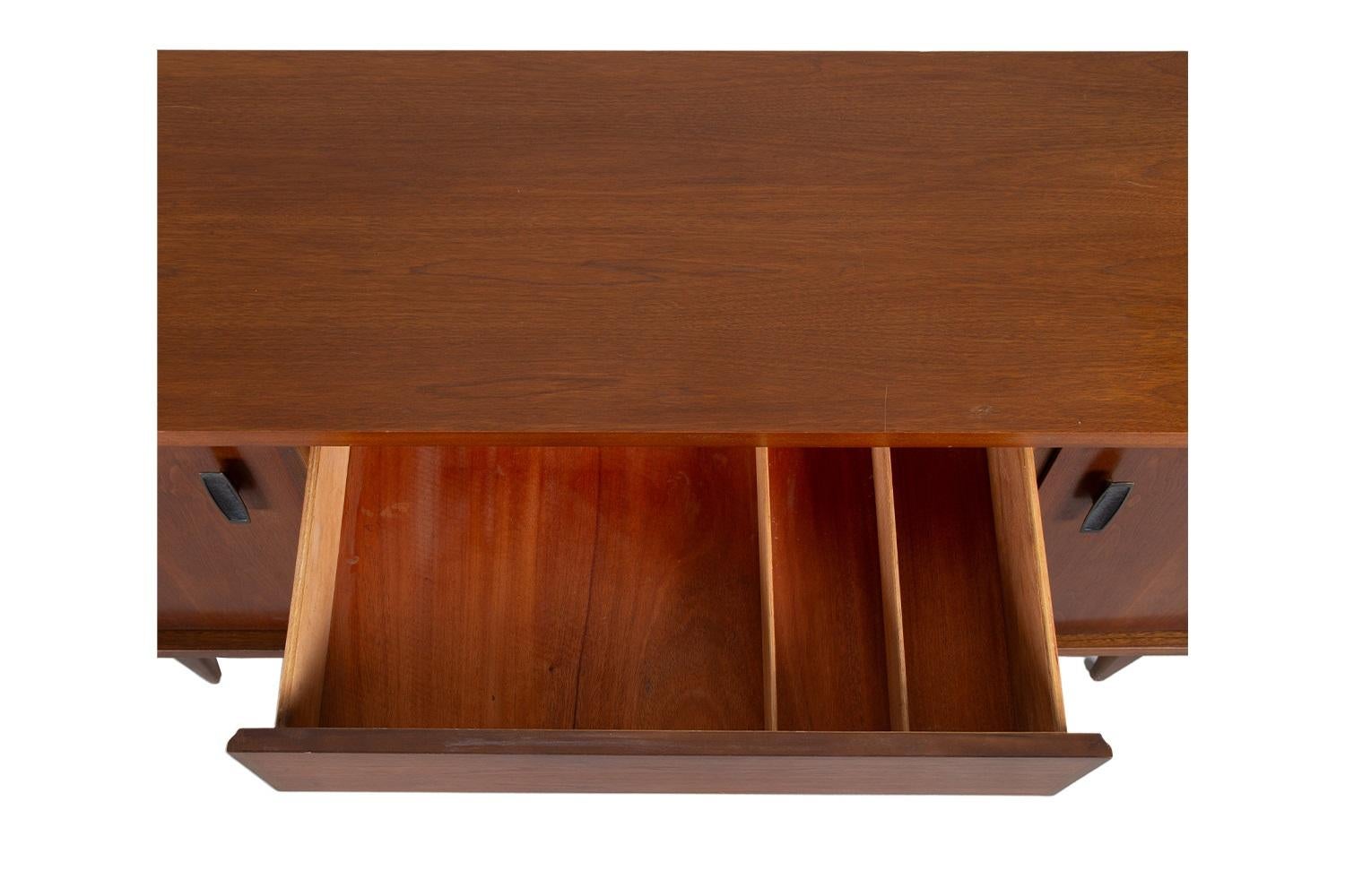 Walnut Mid-Century Credenza Dresser Cabinet For Sale