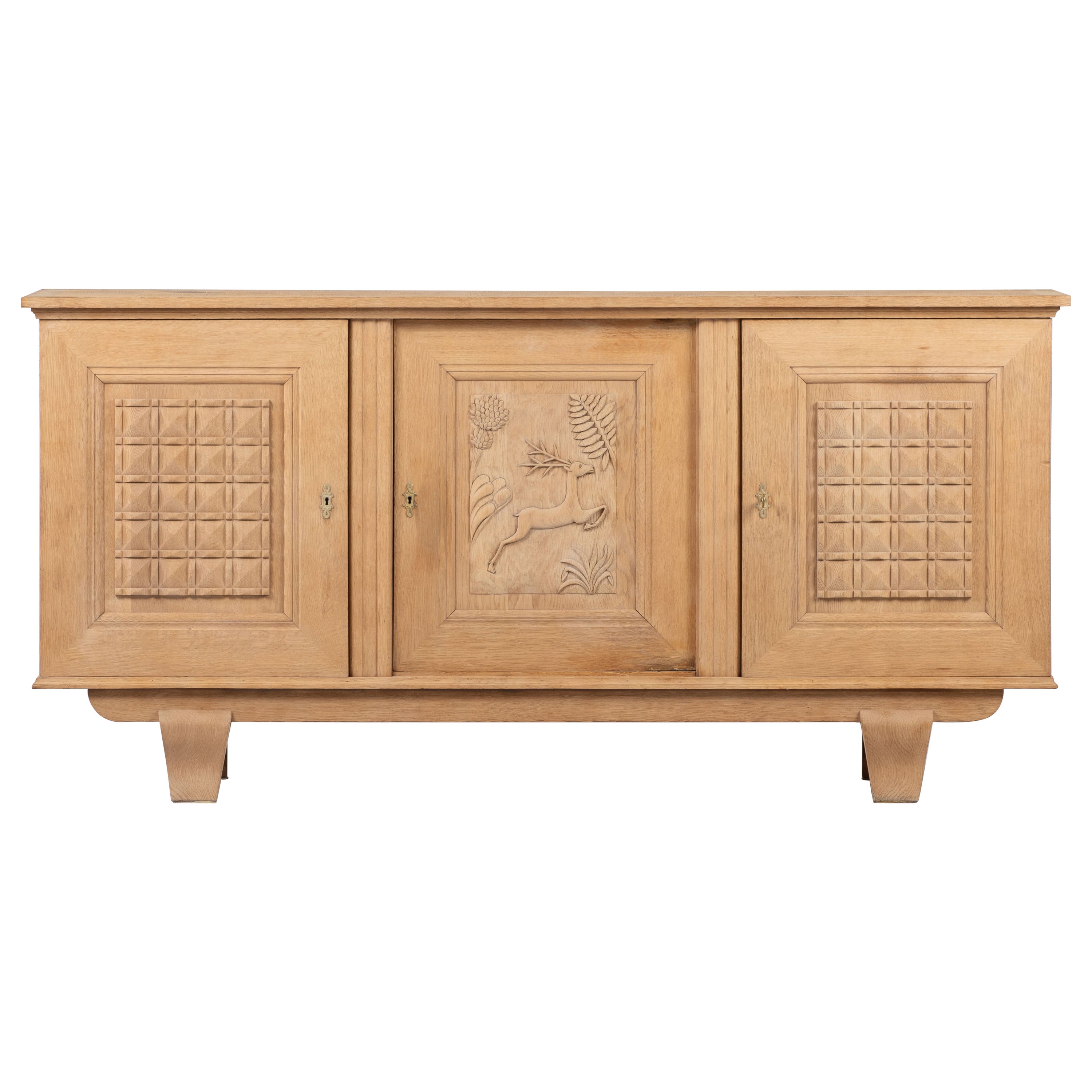 Credenza di metà secolo in Oak massiccio, rustica, Francia, anni '40