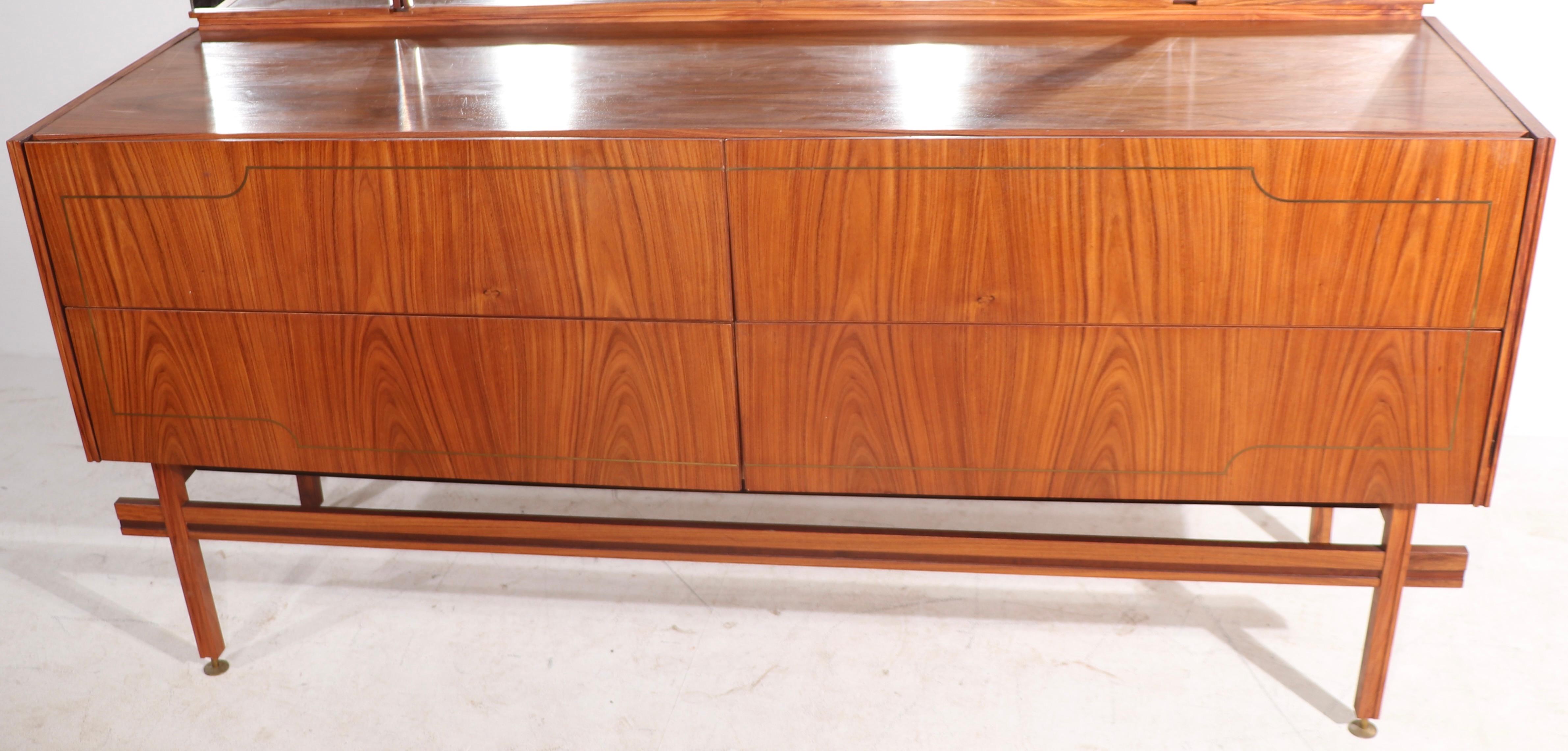 Mid Century Credenza Jacaranda and Brass by Hauner and Eisler Brazil Ca. 1950’s In Good Condition For Sale In New York, NY