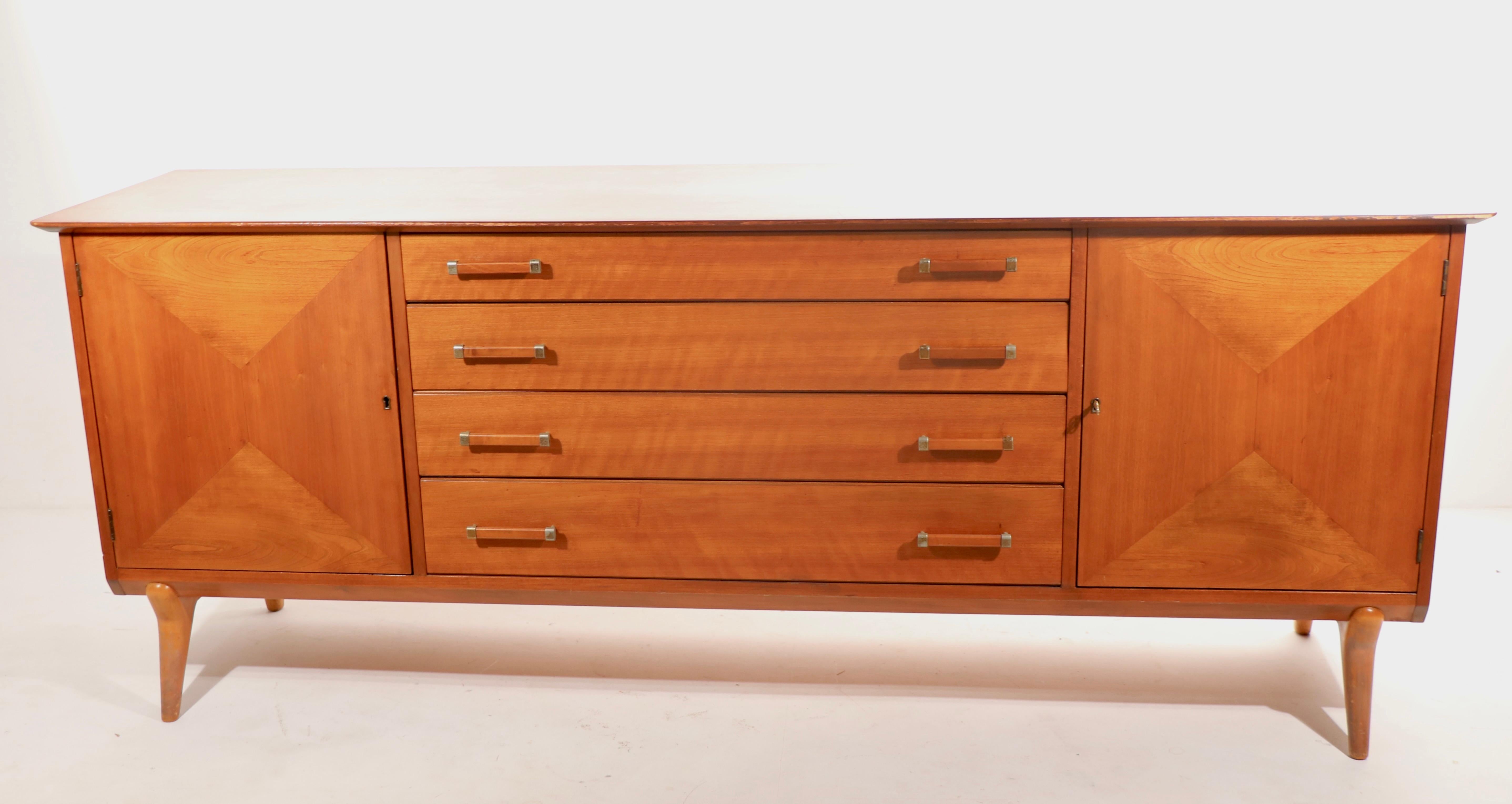 Mid Century Credenza Sideboard Dresser by Renzo Rutily for Johnson Furniture Co. In Good Condition In New York, NY