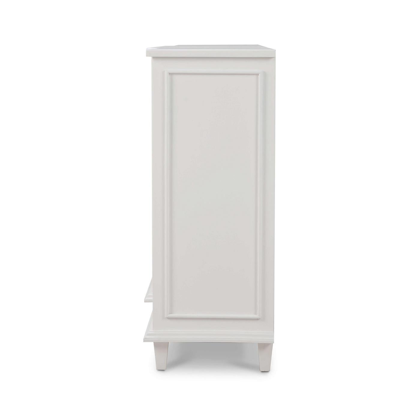 Asian Mid Century Credenza - True White Finish For Sale