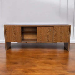 Mid Century Credenza, Vintage, Laminate, Faux Wood, Oak, Formica, Sideboard.