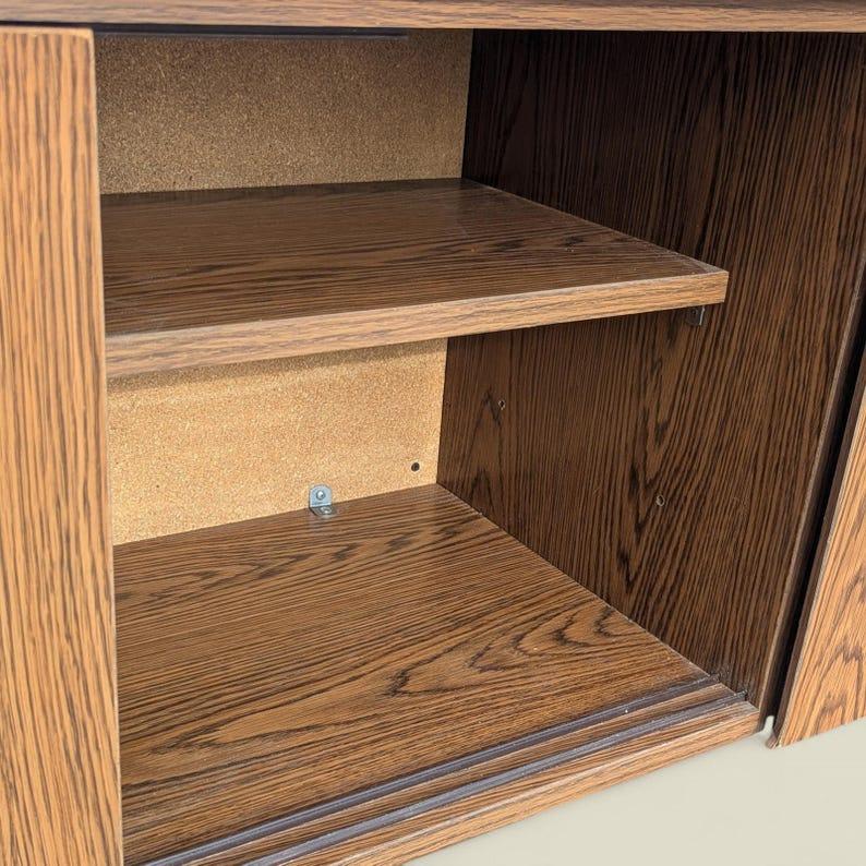 Mid Century Credenza, Vintage, Laminate, Faux Wood, Oak, Formica, Sideboard. For Sale 4