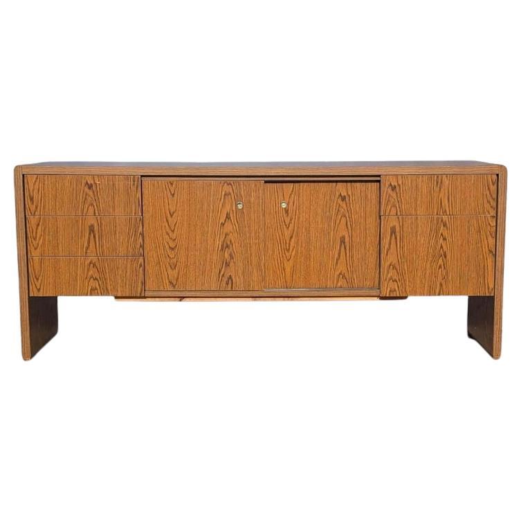 Mid Century Credenza, Vintage, Laminate, Faux Wood, Oak, Formica, Sideboard. For Sale