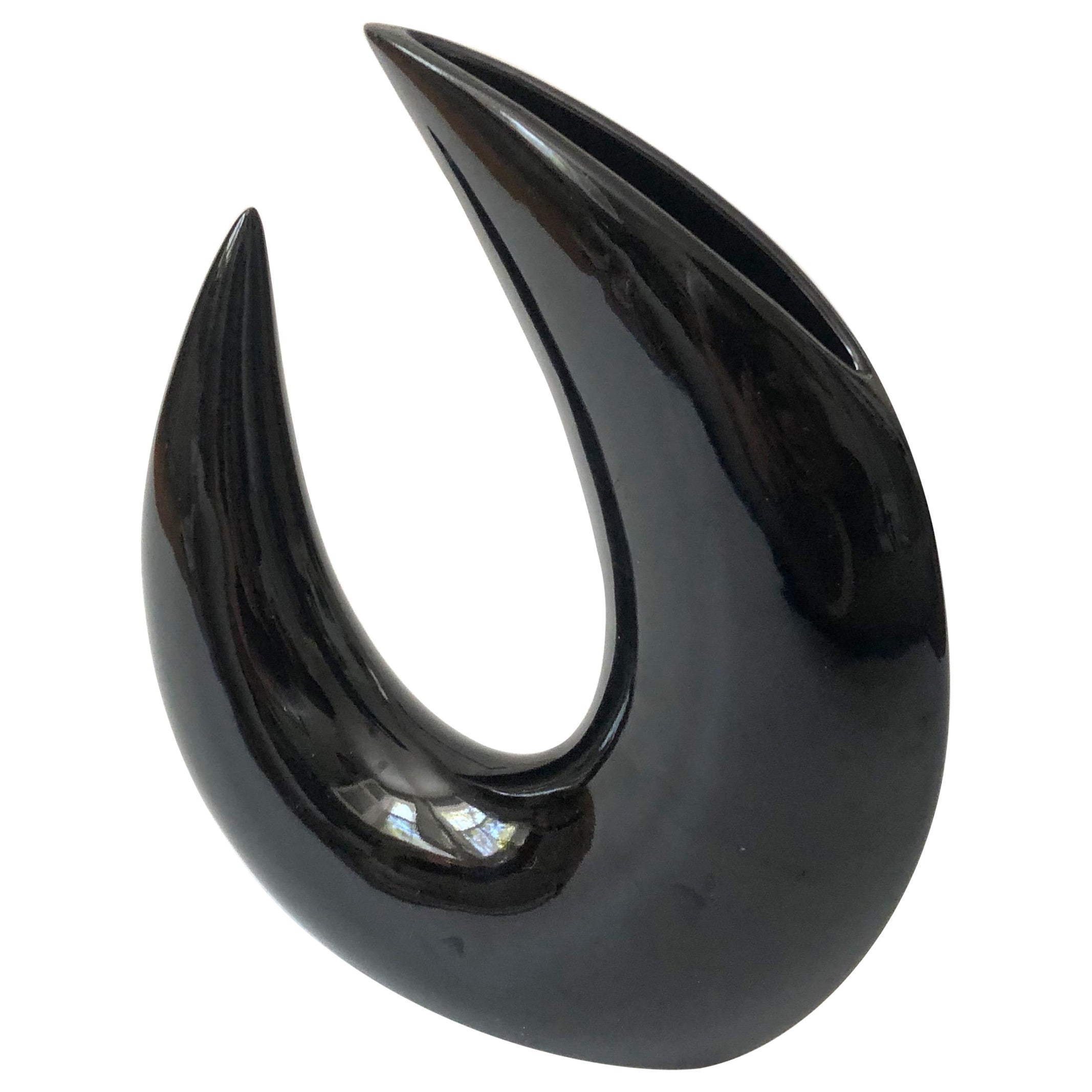 Mid-Century Crescent Moon Ceramic Vase