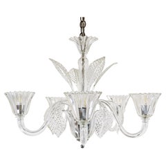 Mid-Century Cristallino Frond Murano Chandelier