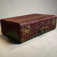 Mid-Century Crocodile Leather Suitcase Londonier London Leather Shoppe