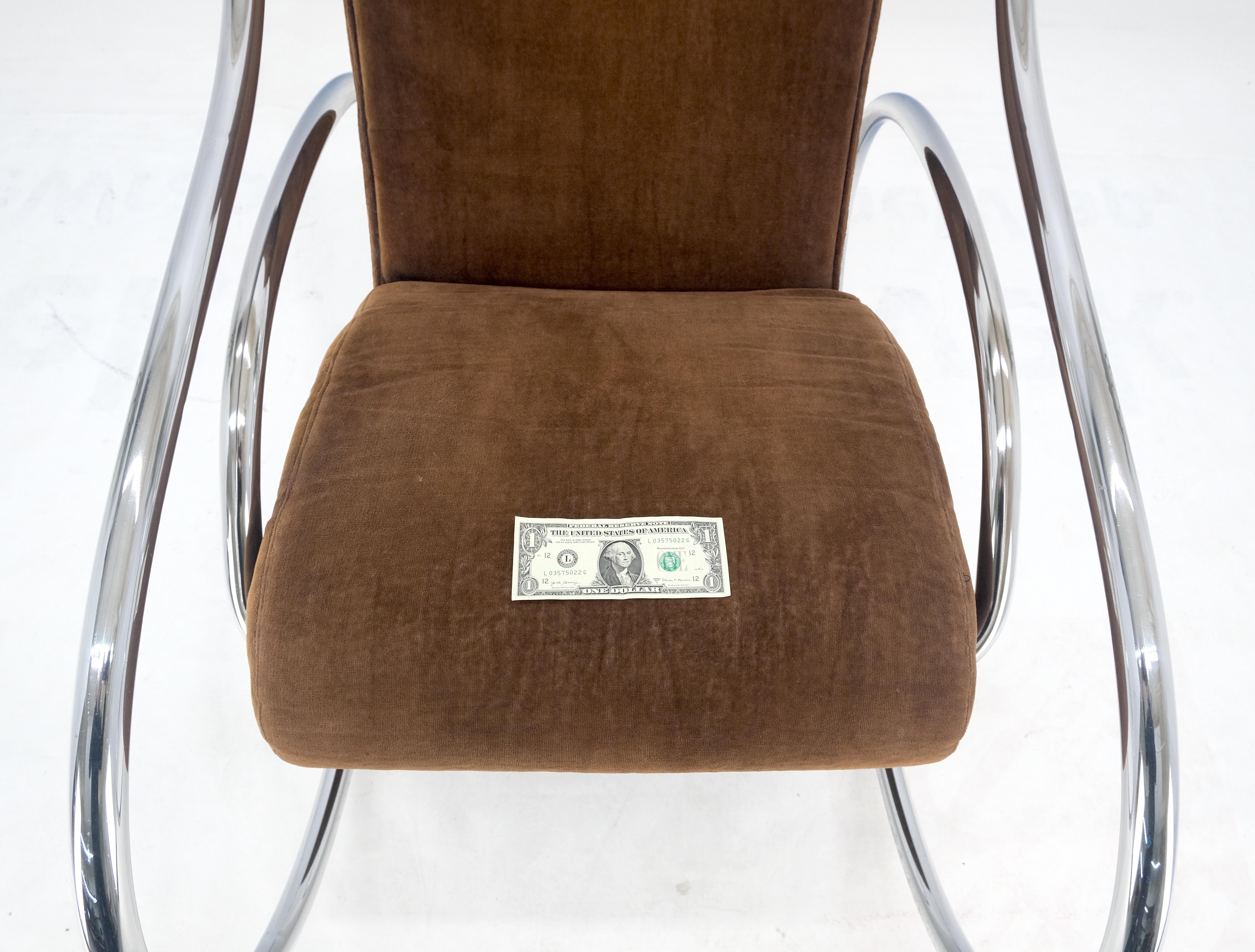 Mid Century Crome Bent Single Piece of Tube Rocking Armchair Bauhaus  1970s MINT For Sale 4