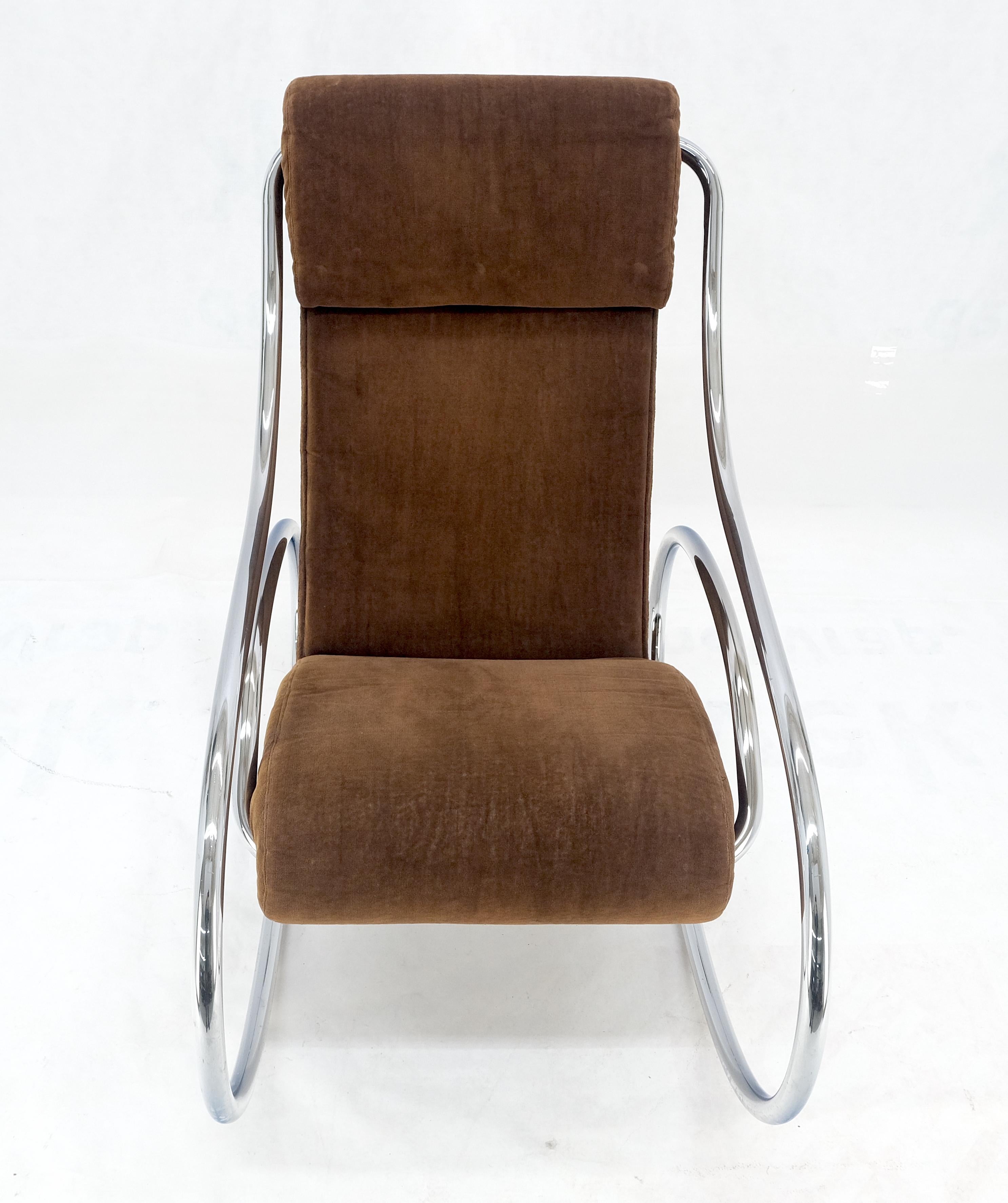 Mid-Century Modern Mid Century Crome Bent Single Piece of Tube Rocking Armchair Bauhaus  1970s MINT For Sale